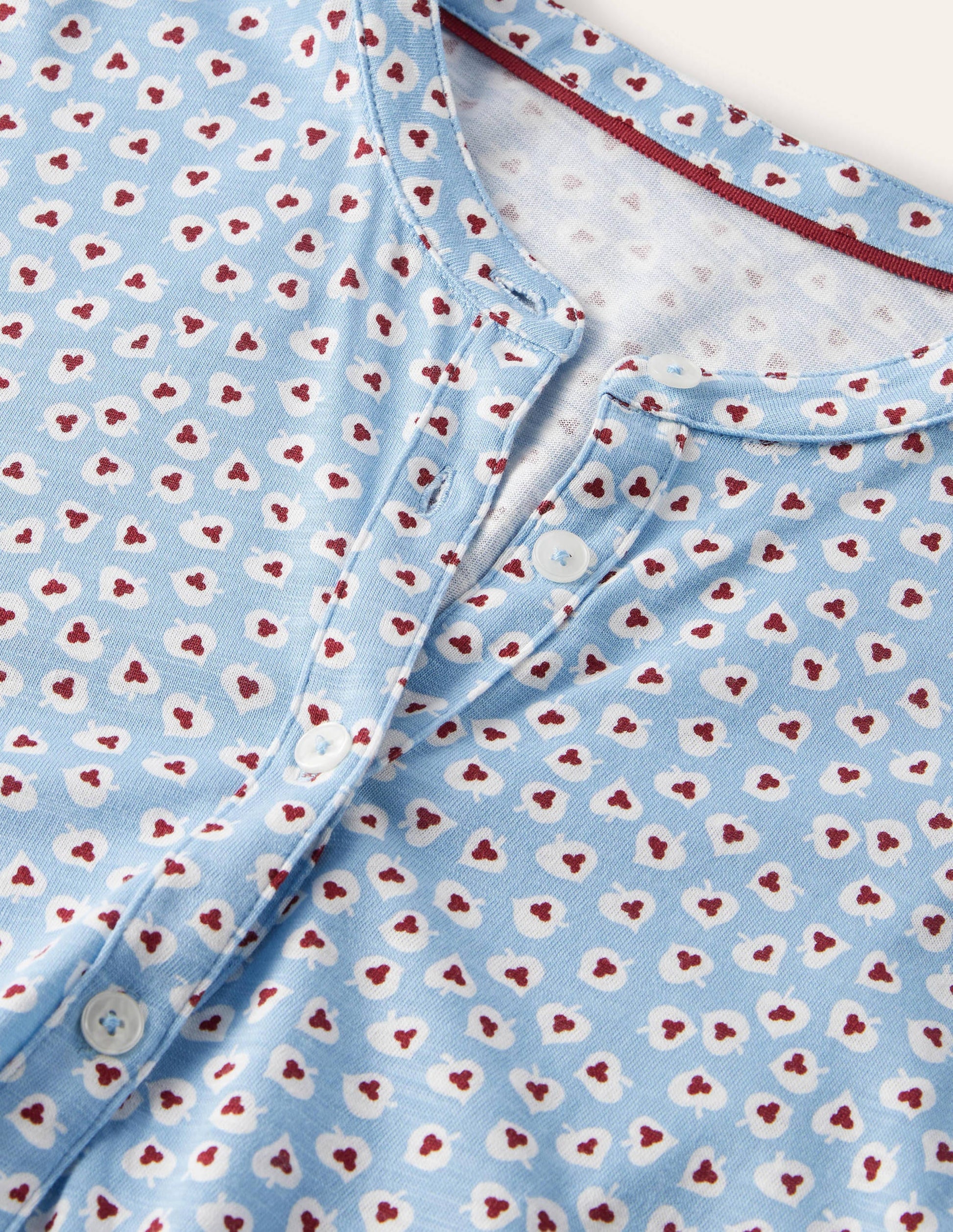 Smocked Jersey Shirt Dress-Dusty Blue, Cordate Leaf-6