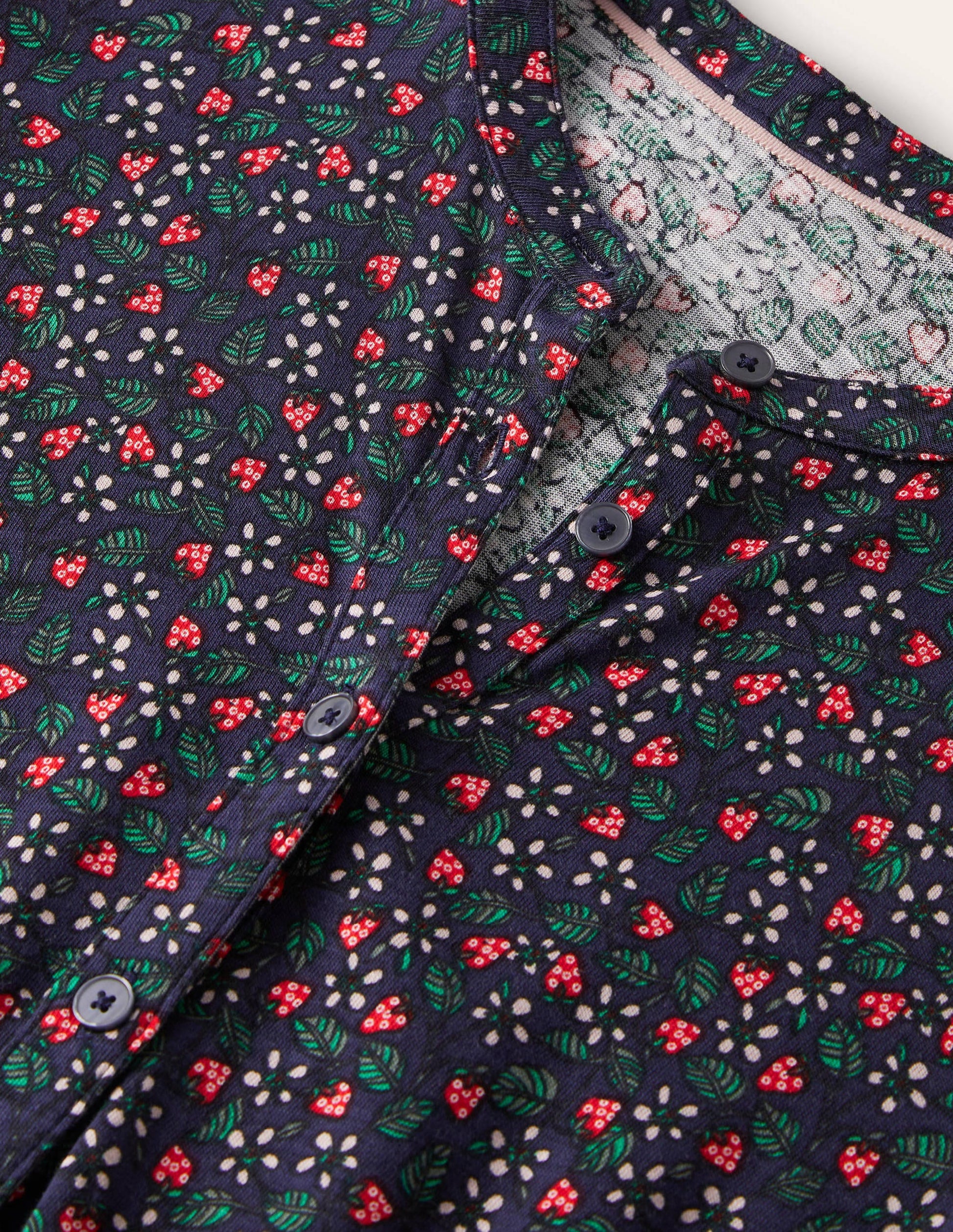 Jerseyhemdblusenkleid mit Smokdetail-Französisches Navy, Blüten/Beeren-5