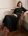 Ponte-Midikleid mit Tellerrock-Schwarz