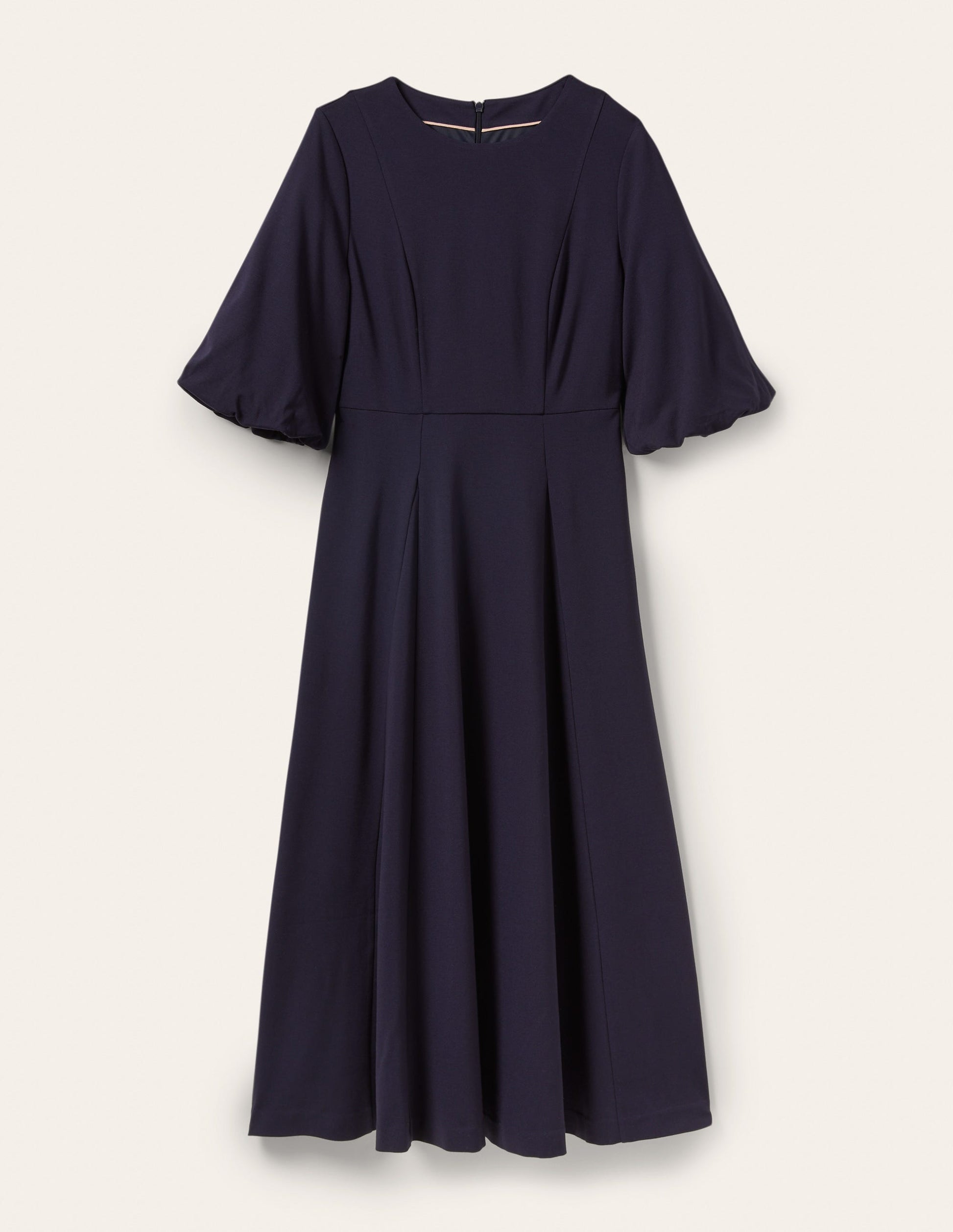 Ponte-Midikleid mit Tellerrock-Marineblau-5