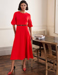 Ponte-Midikleid mit Tellerrock-Rot