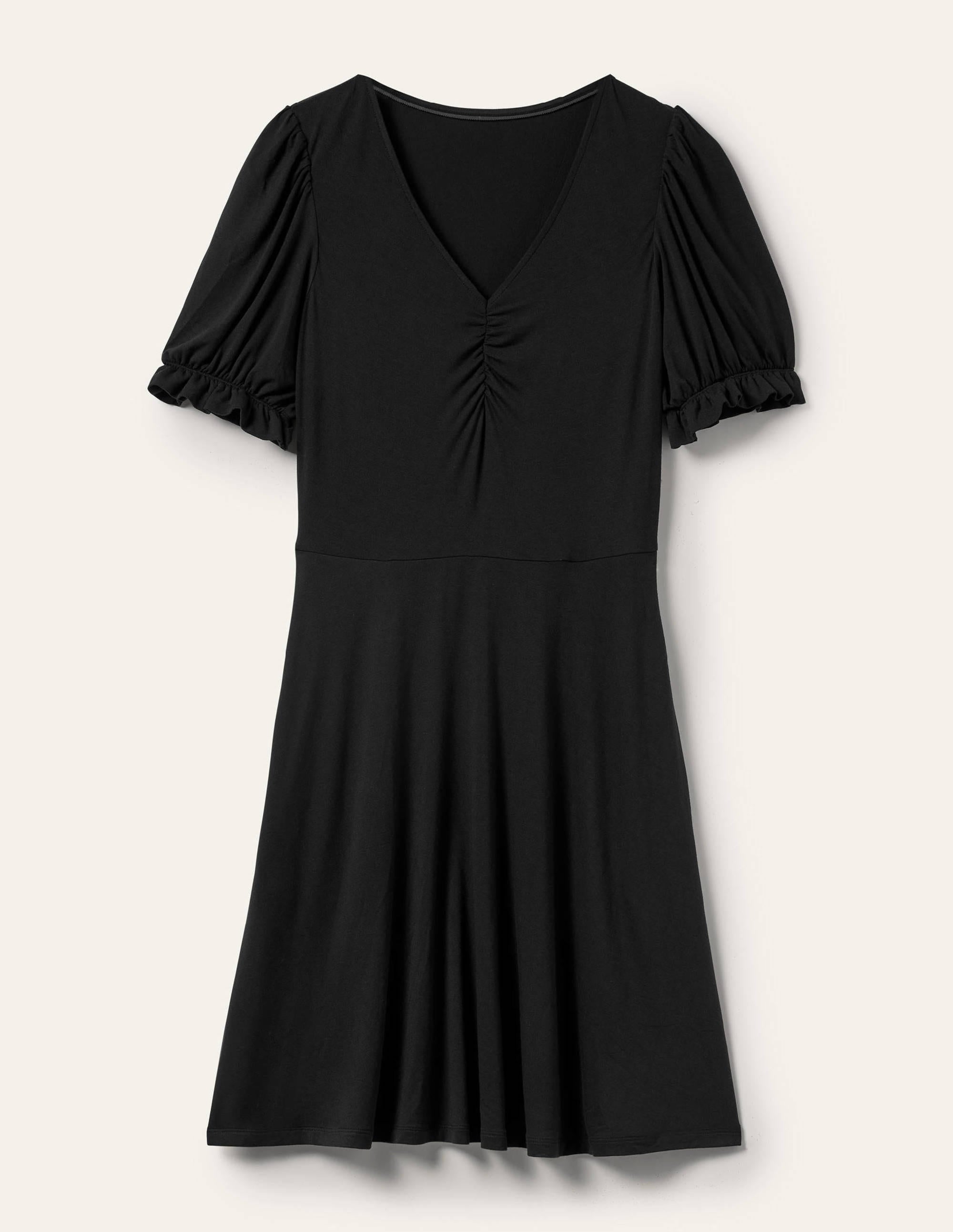 Robe col V en jersey-Noir - Image 6