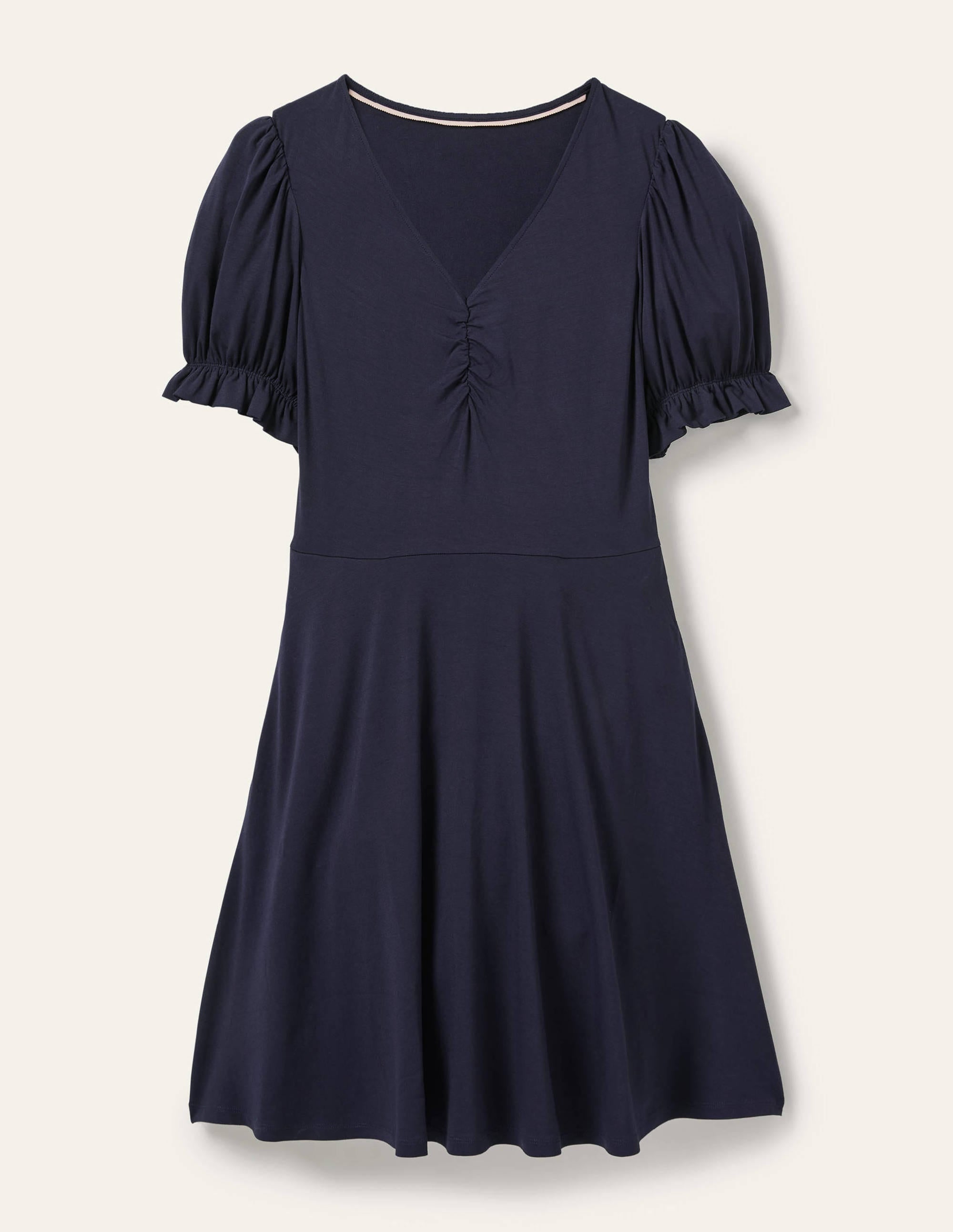 V-Neck Jersey Dress-Navy - Image 5