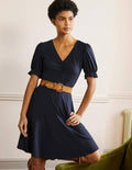 V-Neck Jersey Dress-Navy
