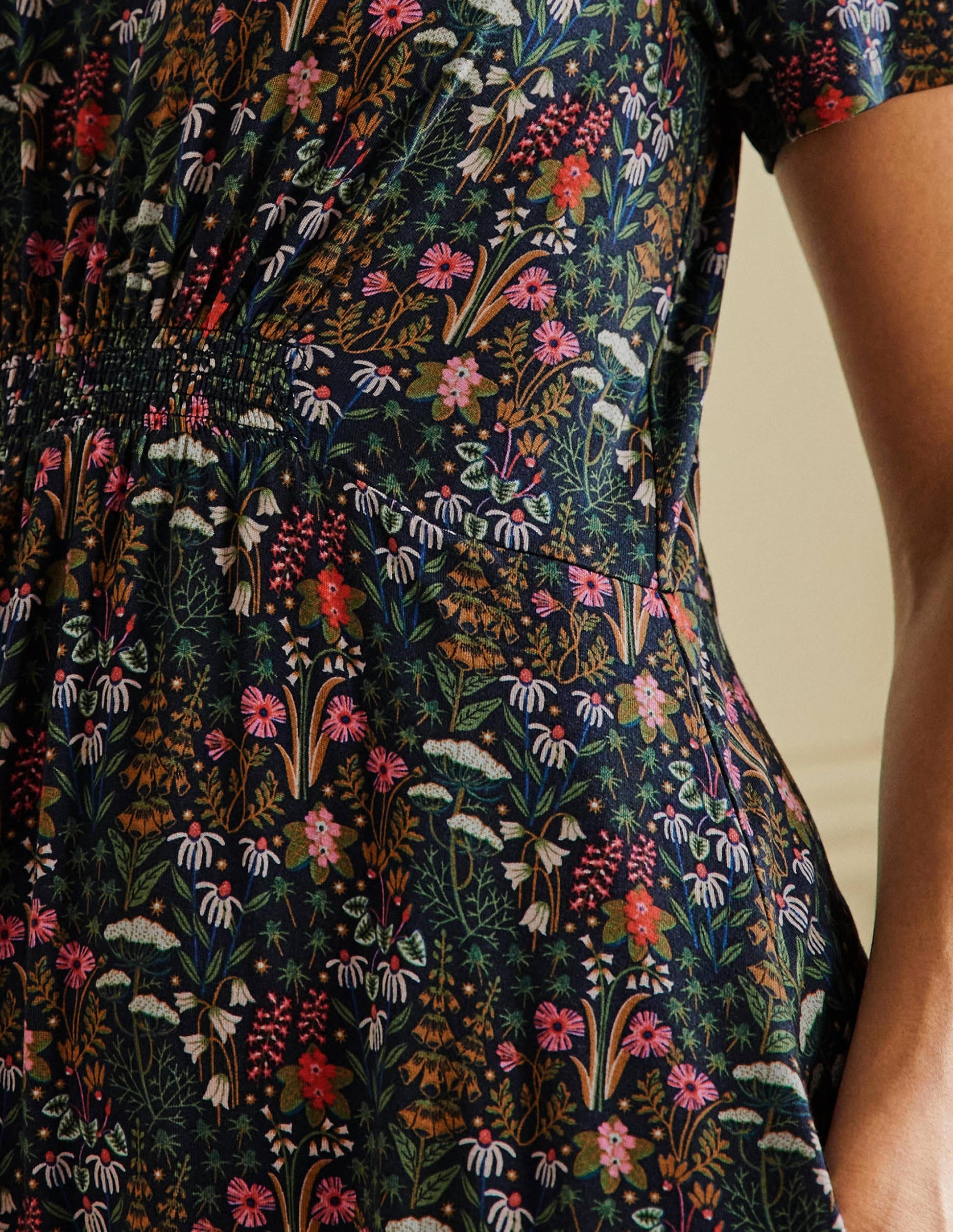 Jerseykleid mit Rundhalsausschnitt-Französisches Navy, Wildblumenblüten-2