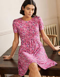 Jerseykleid mit Rundhalsausschnitt-Rosa, Wildblumenblüten