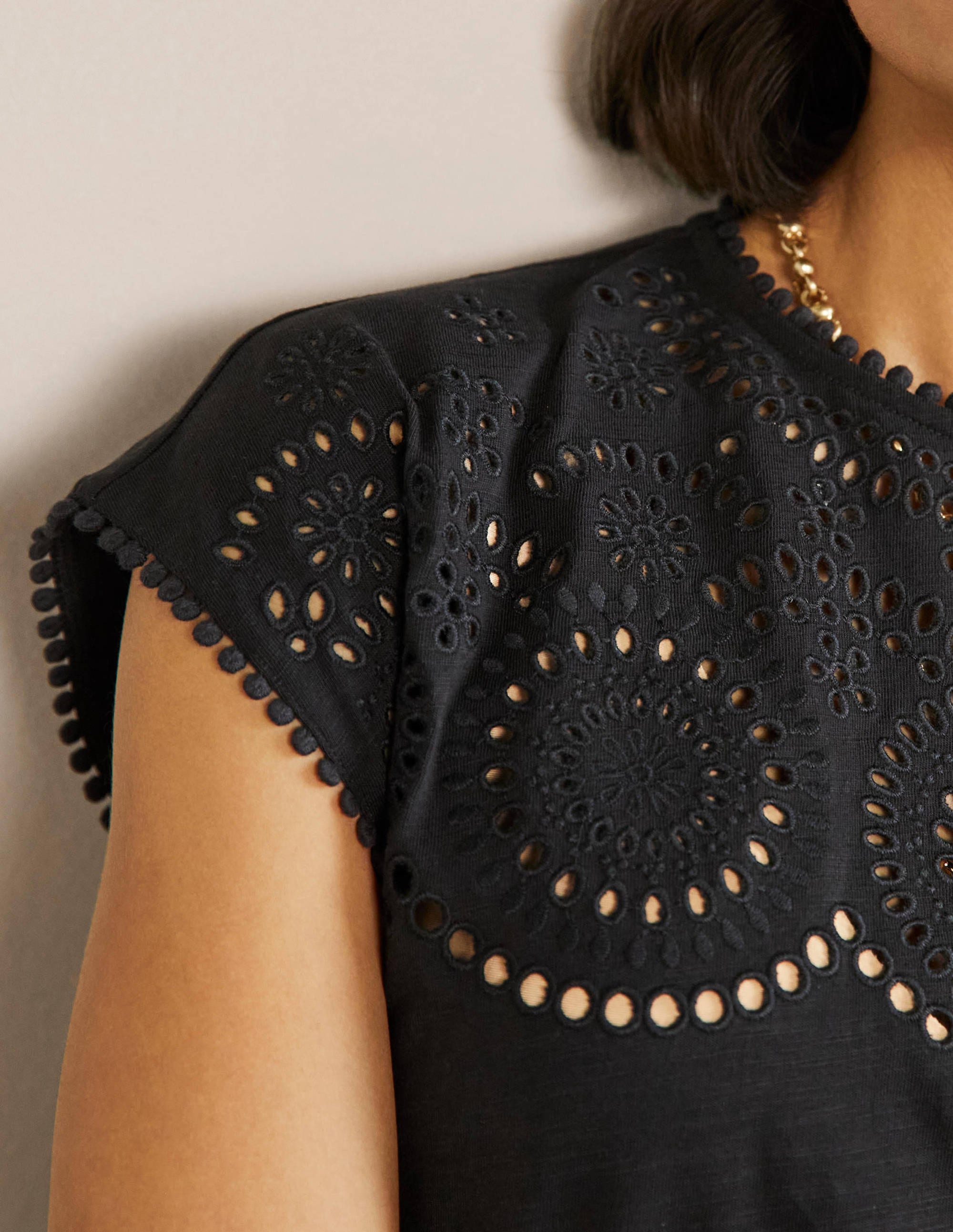 Cutwork Jersey T-shirt Dress-Black - Image 2
