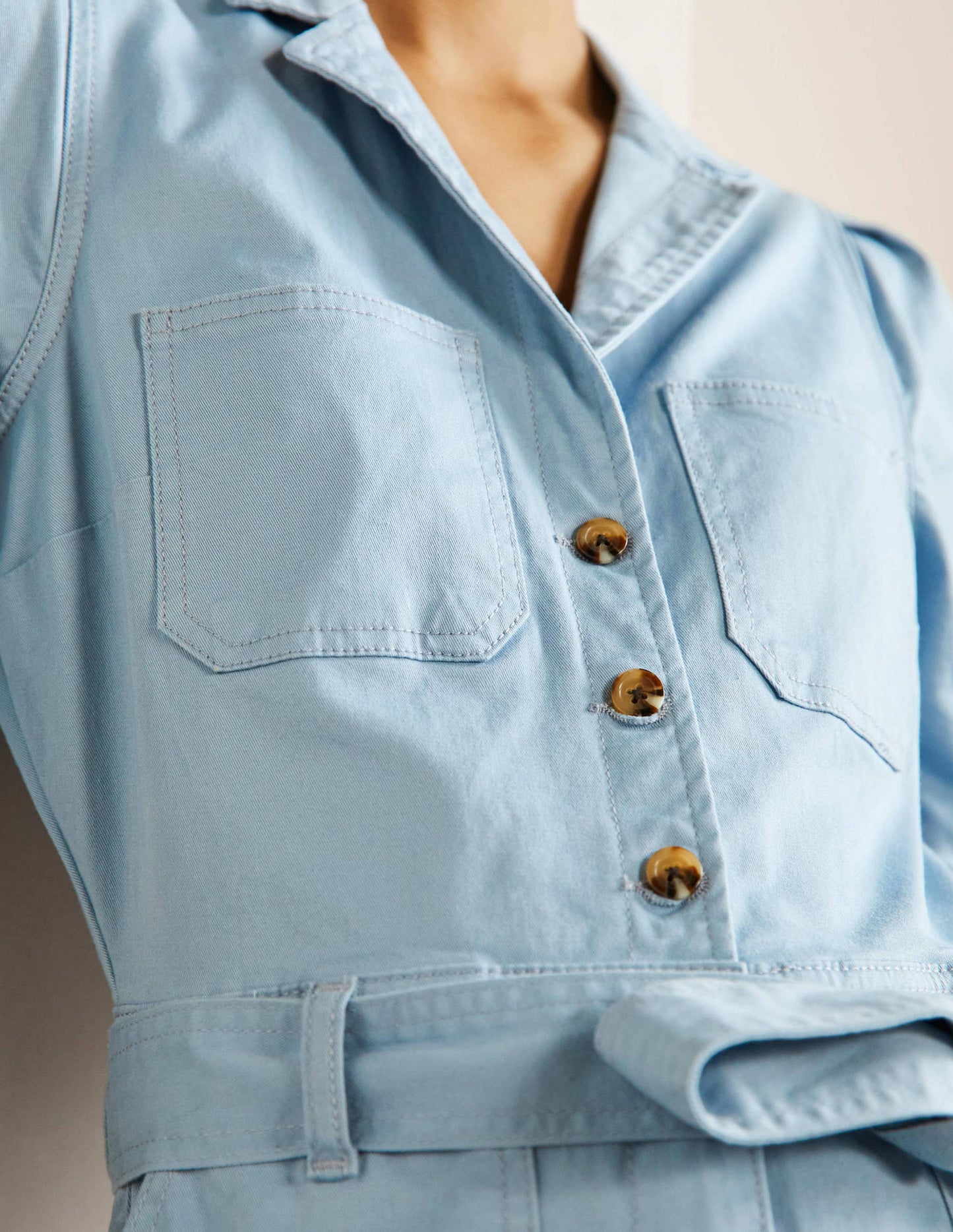 Jumpsuit mit Puffärmeln-Pastellblau