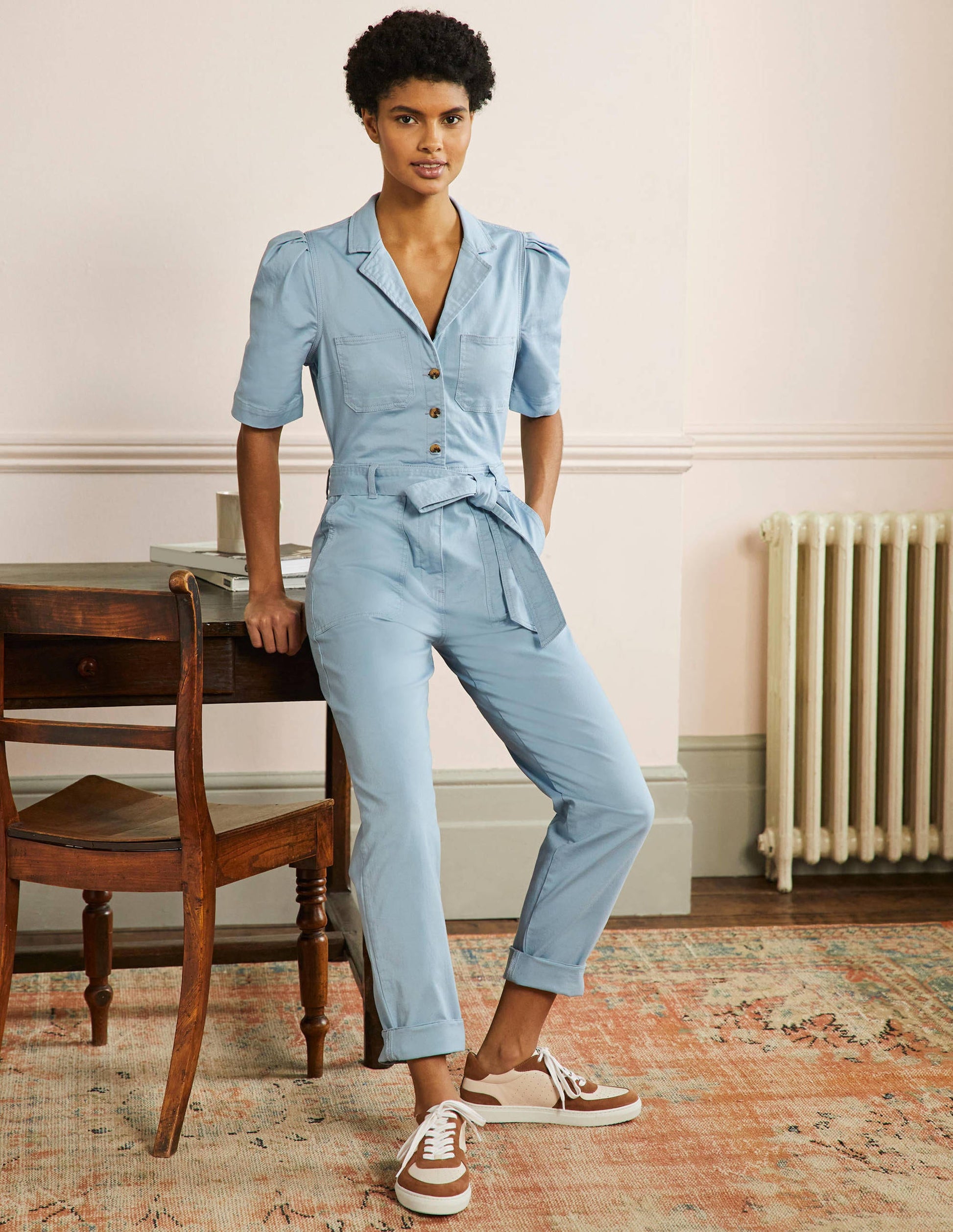 Jumpsuit mit Puffärmeln-Pastellblau-4
