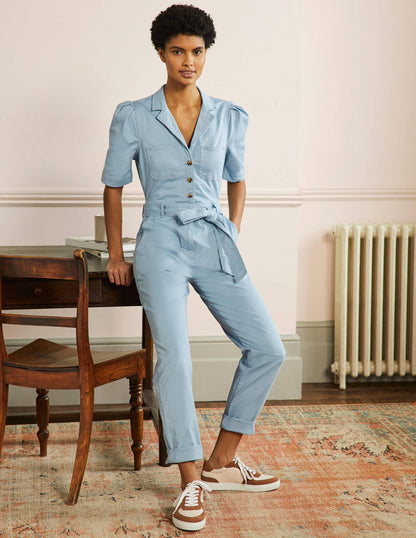 Jumpsuit mit Puffärmeln-Pastellblau-4