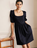 Jerseykleid mit eckigem Ausschnitt-Marineblau