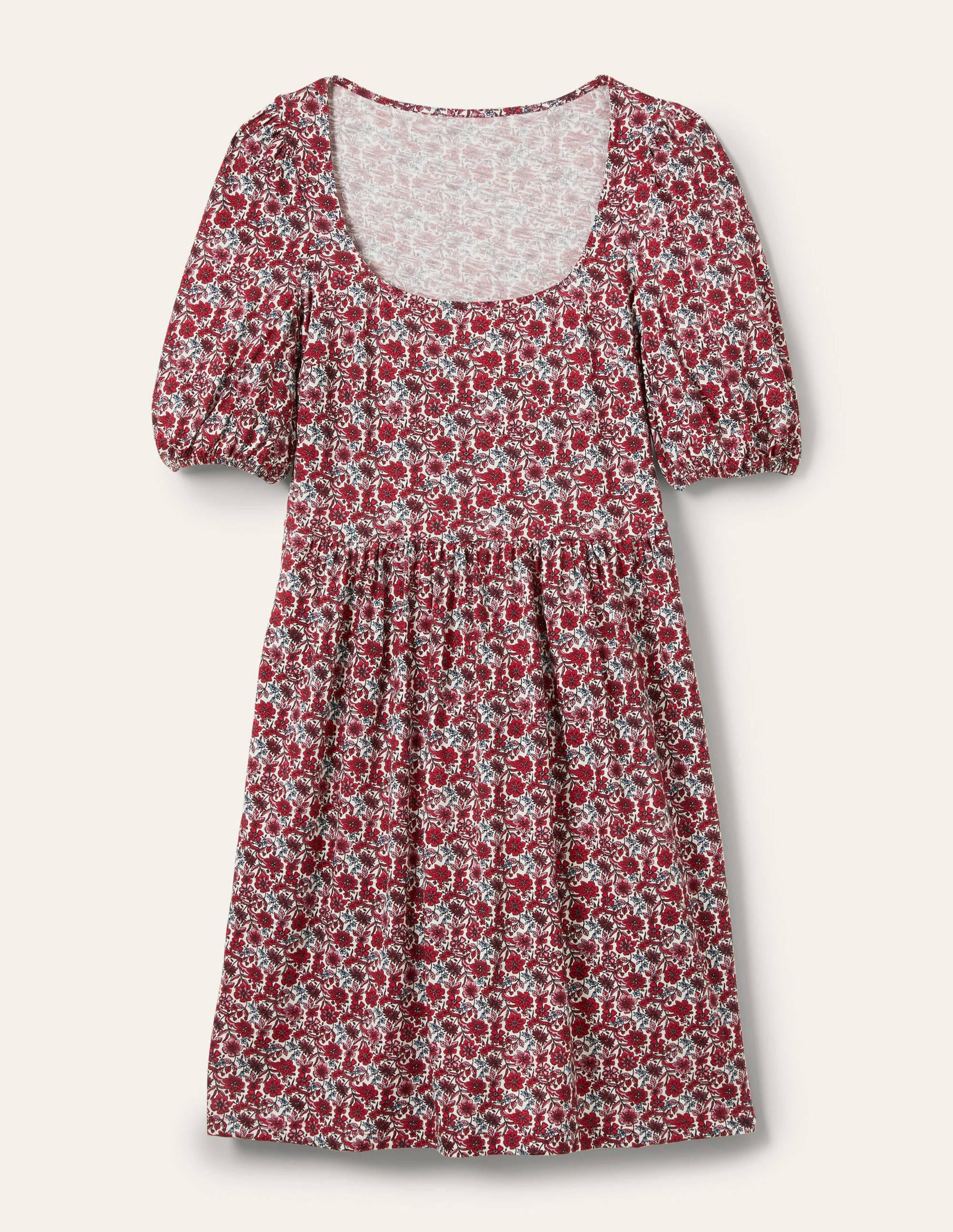 Jerseykleid mit eckigem Ausschnitt-Rot, Blumenmuster - Image 5
