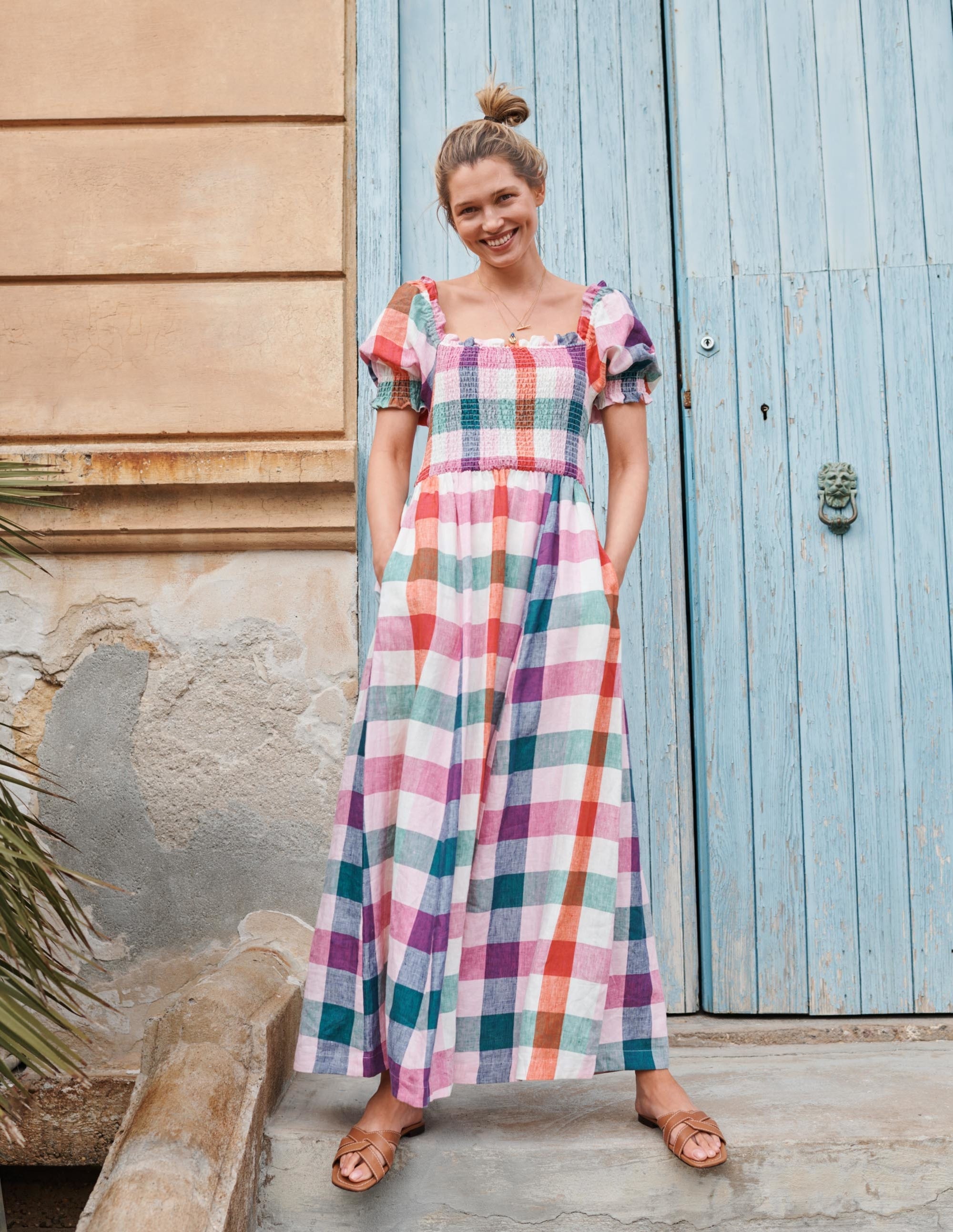 Midikleid mit gesmoktem Oberteil-Bonbonfarben/Sattes Pink - Image 7