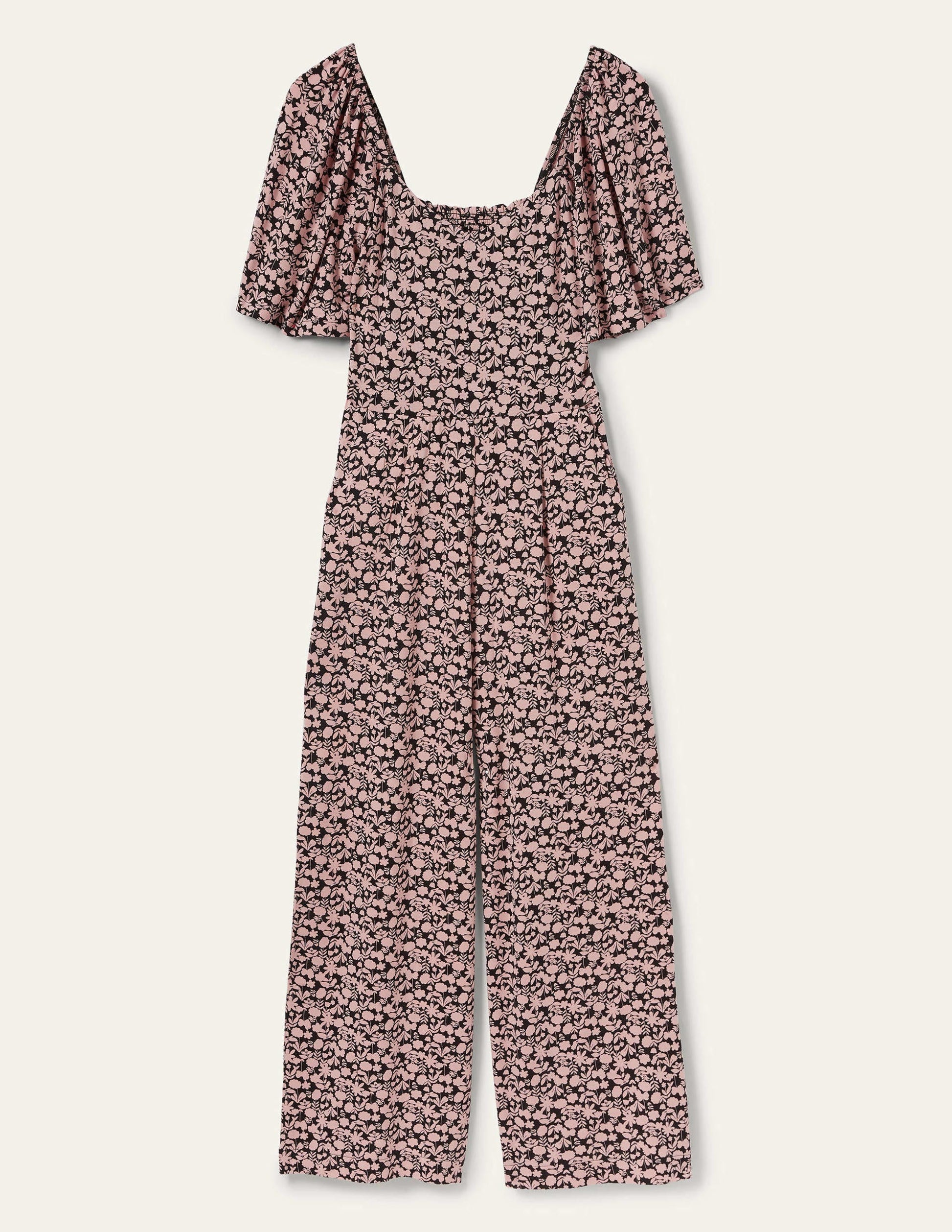 Flutter Sleeve Jersey Jumpsuit-MIlkshake, Flora Bloom-6