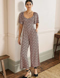 Flutter Sleeve Jersey Jumpsuit-MIlkshake, Flora Bloom