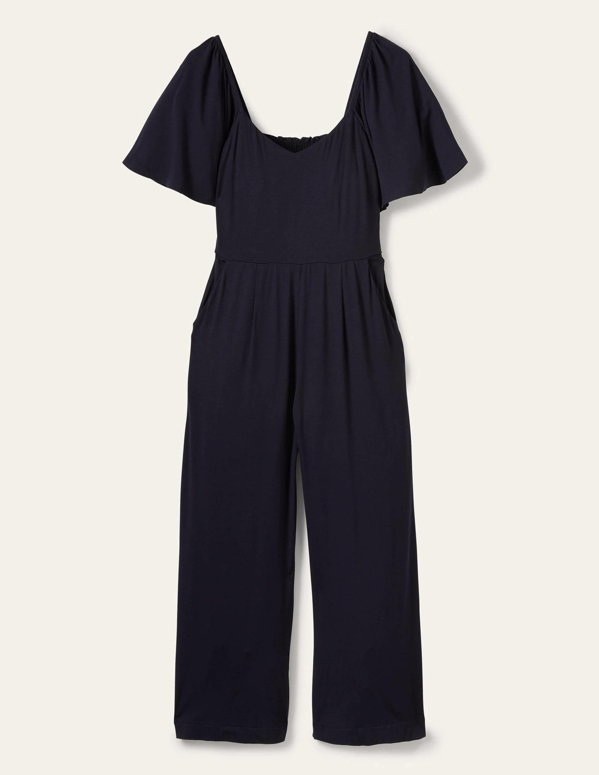 Jersey-Jumpsuit mit Flatterärmeln-Marineblau-5