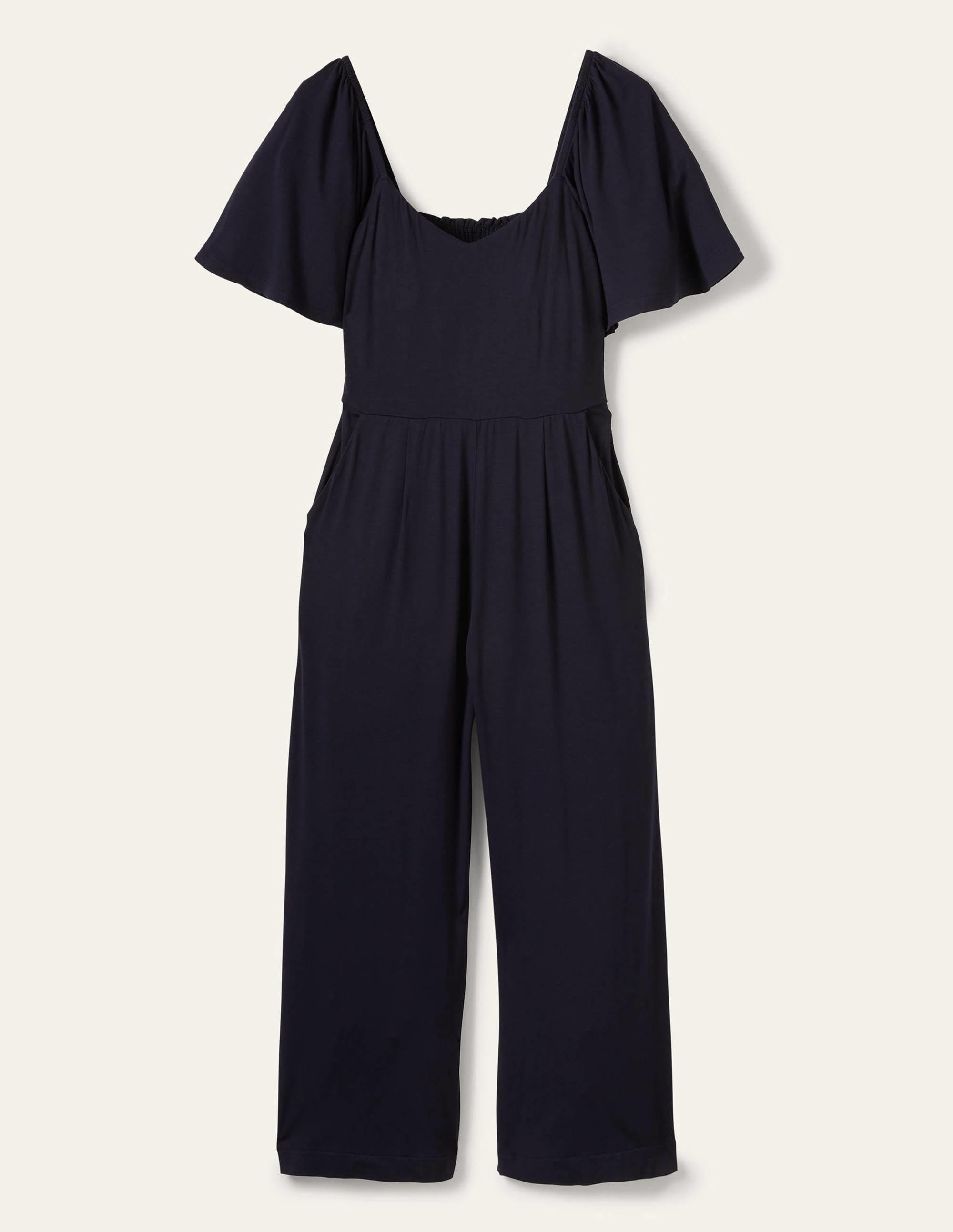 Jersey-Jumpsuit mit Flatterärmeln-Marineblau - Image 5