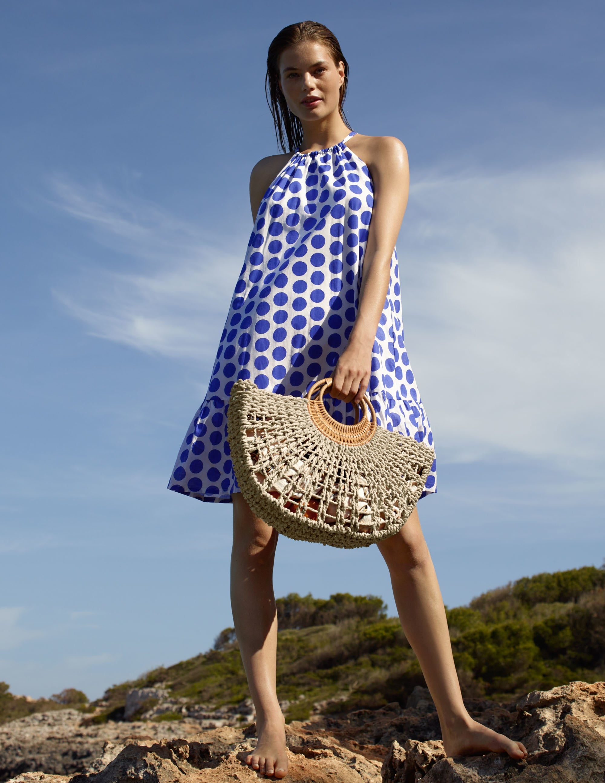 Ingrid Halterneck Dress-Atlantic Ocean, Ikat Spot - Image 6