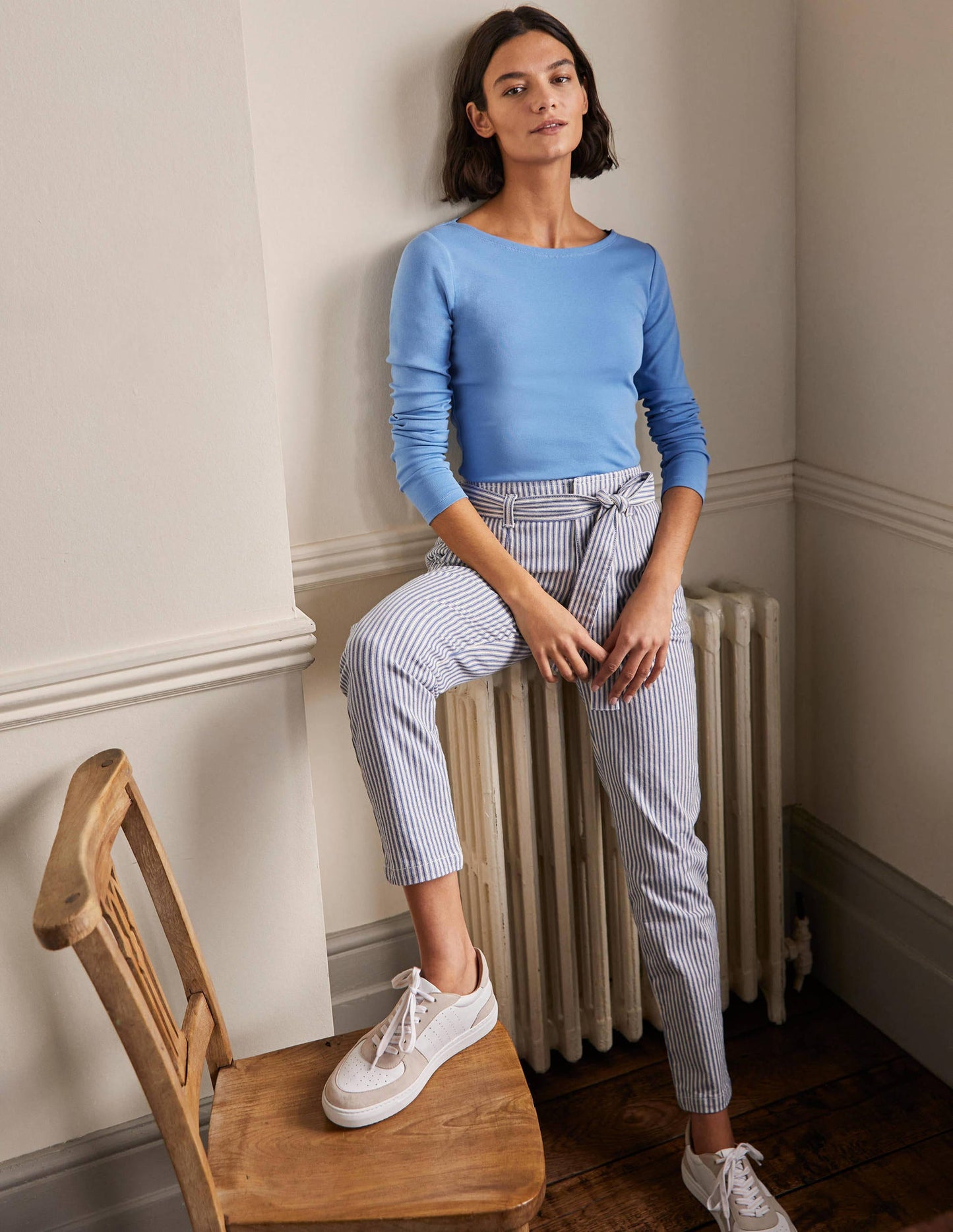 Basic-Shirt mit U-Boot-Ausschnitt-Traube/Hyazinthe