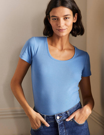 Kurzärmeliges Basic-T-Shirt-Traube/Hyazinthe
