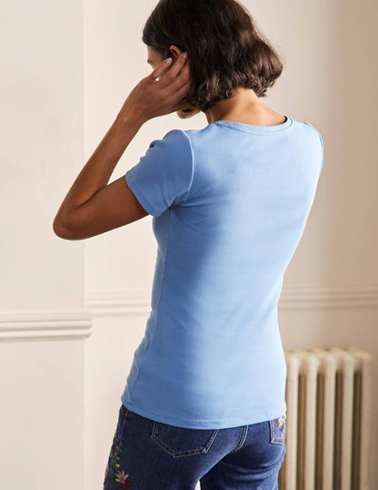 Kurzärmeliges Basic-T-Shirt-Traube/Hyazinthe
