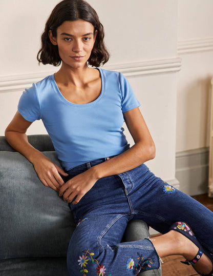 Kurzärmeliges Basic-T-Shirt-Traube/Hyazinthe