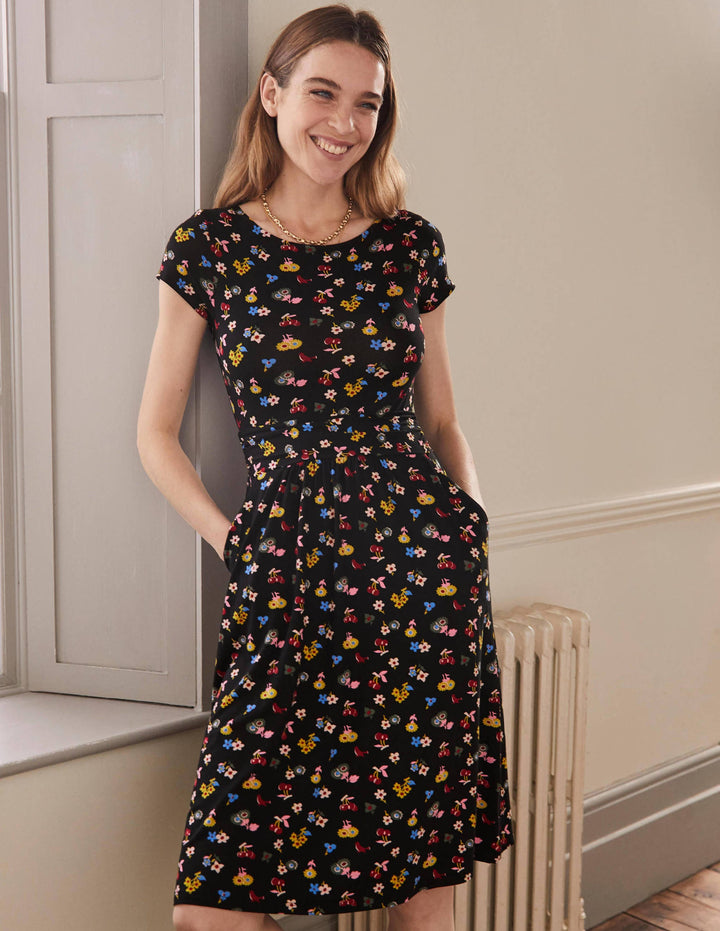 Amelie Jerseykleid-Schwarz, Waldknospen