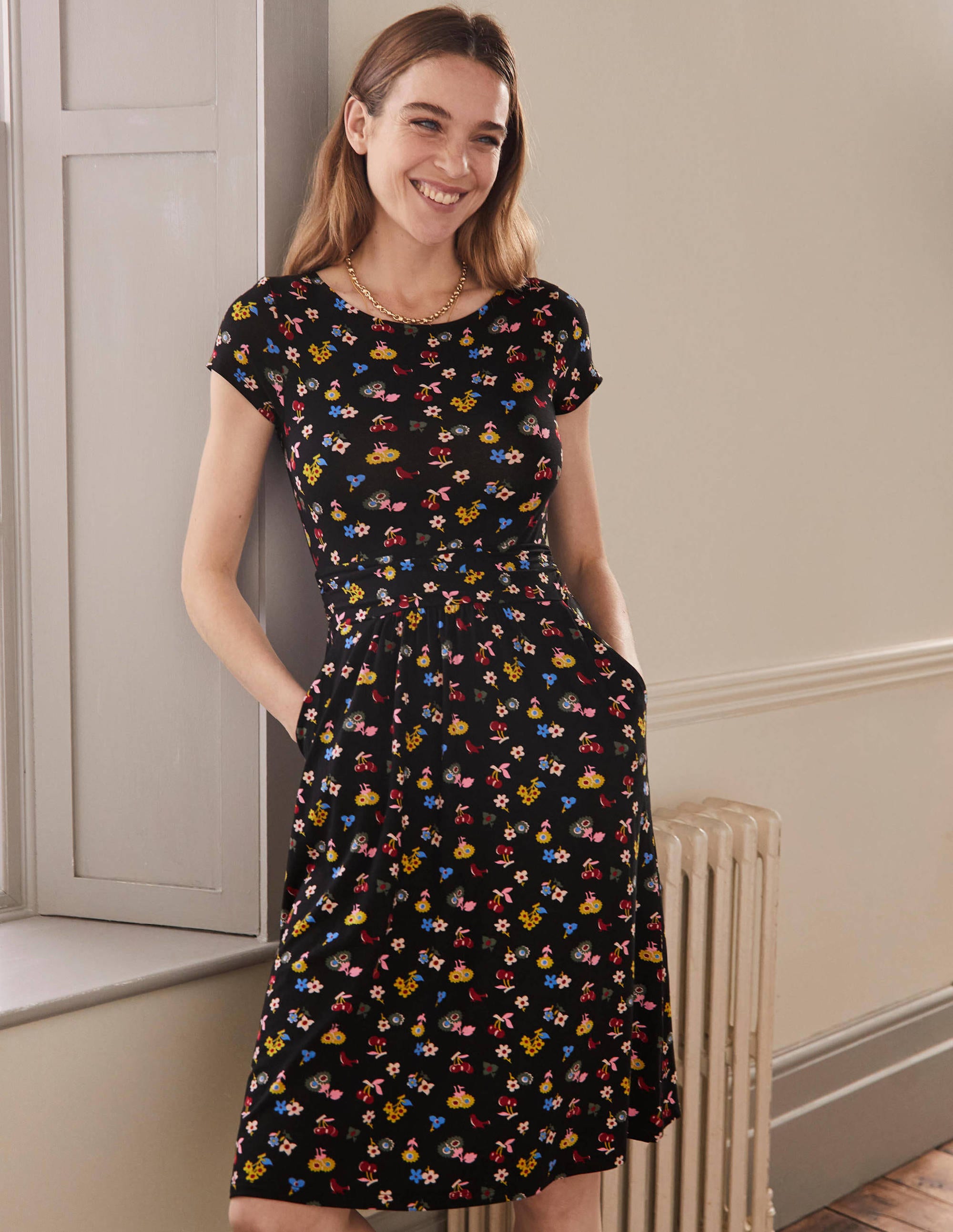 Robe Amelie en jersey-Noir, ami sylvestre - Image 1
