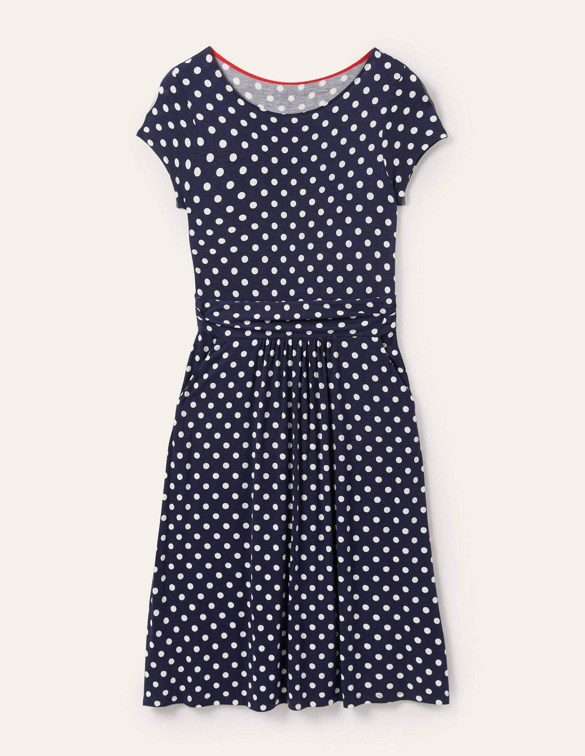 Amelie Jerseykleid-Navy, Getupft-5