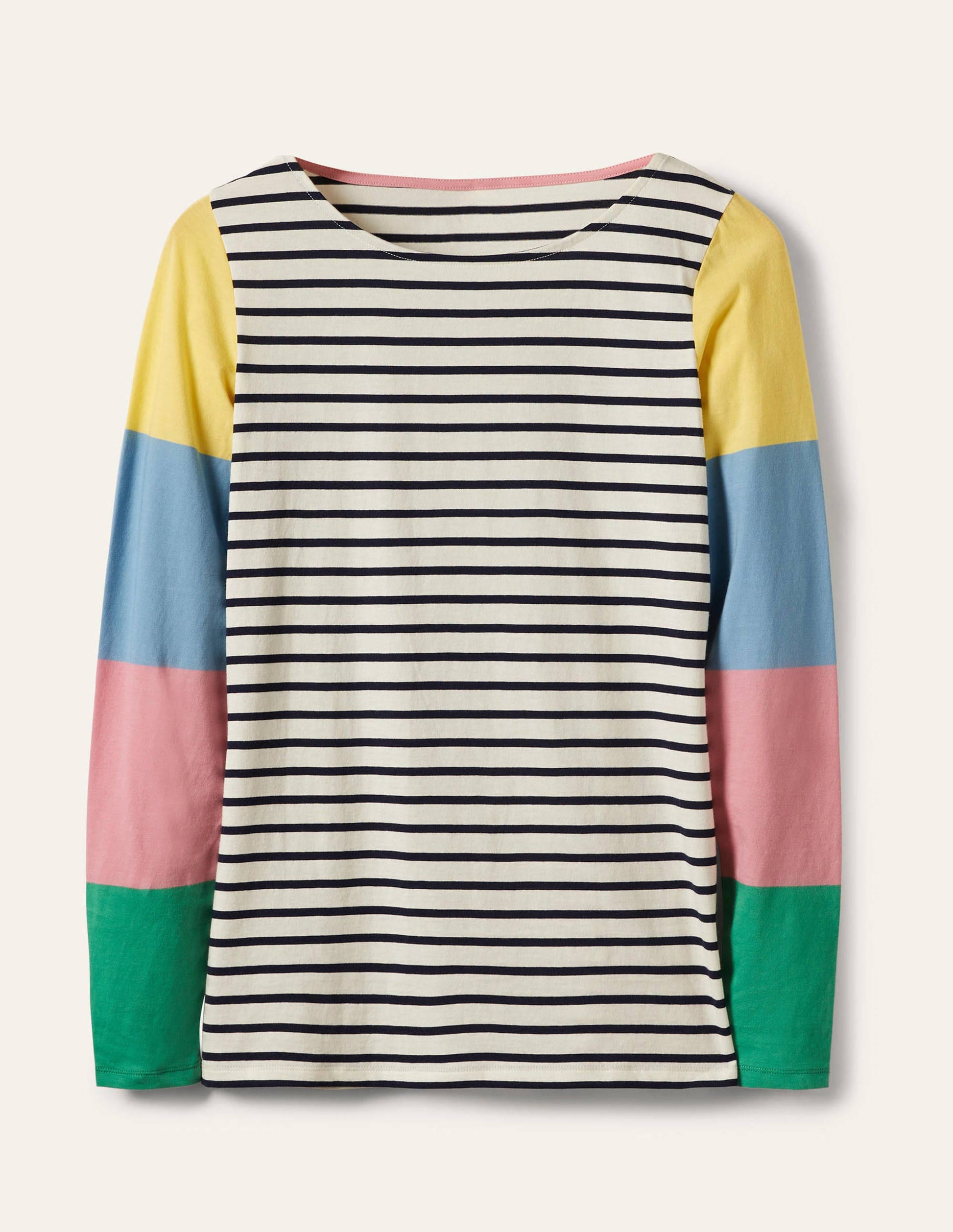 Long Sleeve Breton Top-Lemon / Formica Pink Stripe-5