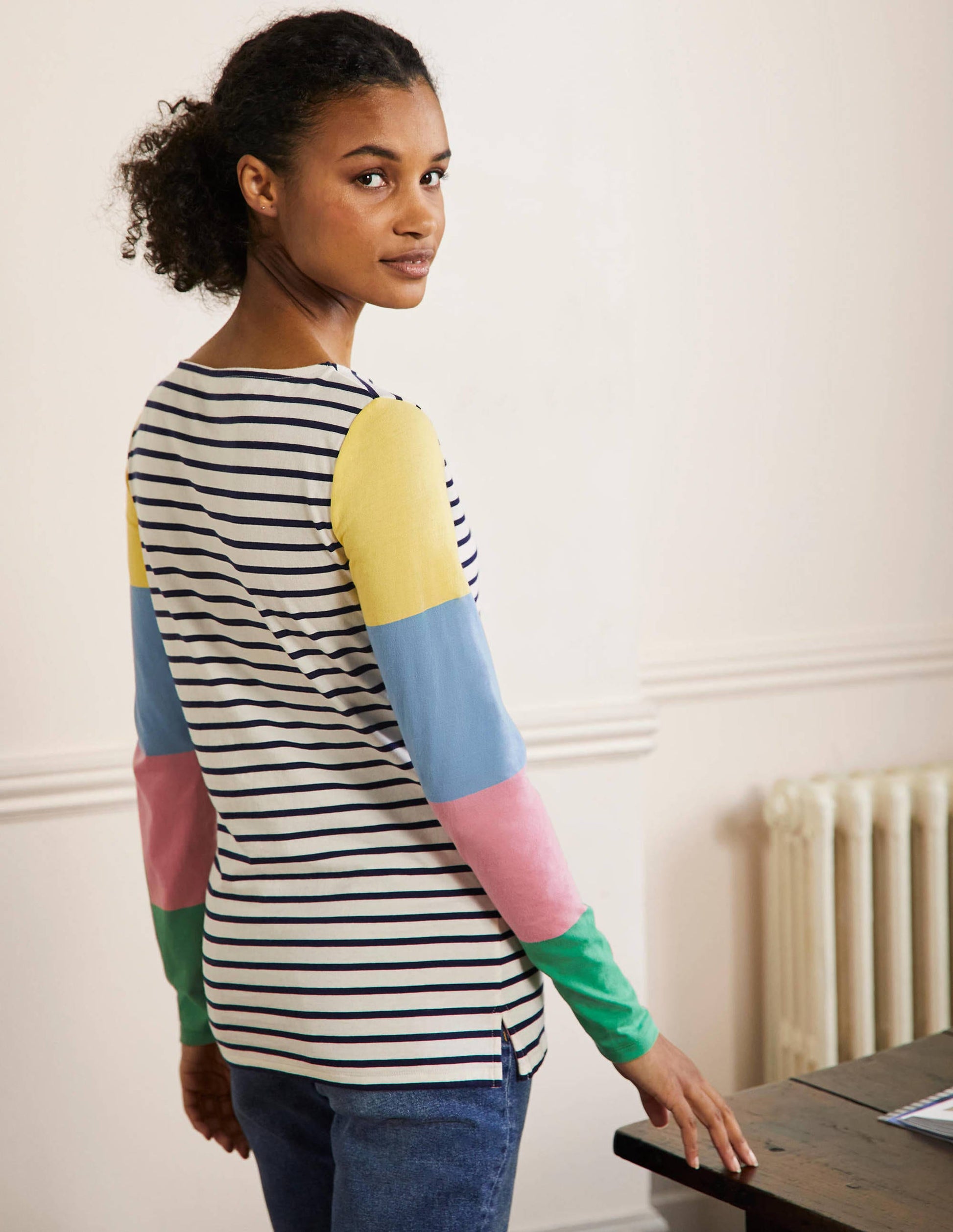 Long Sleeve Breton Top-Lemon / Formica Pink Stripe-3