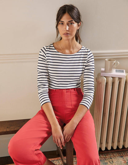 Langärmliges Bretonshirt-Naturweiß/Navy, Gestreift-4