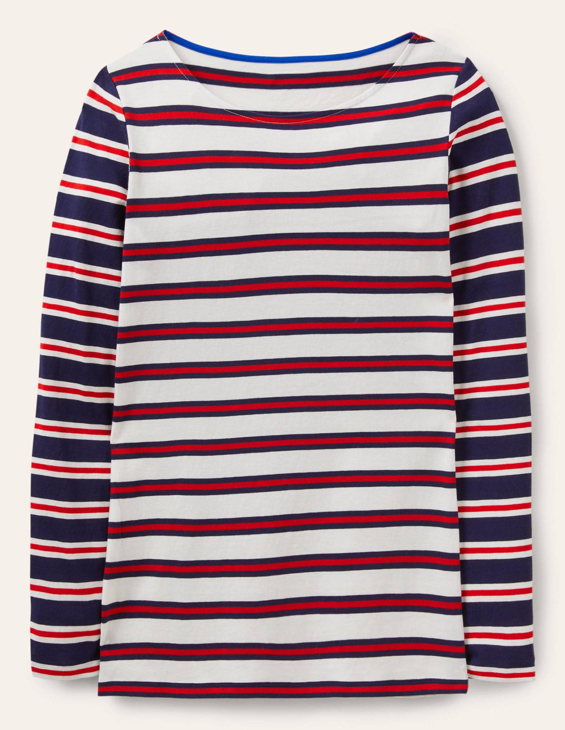 Marinière manches longues-Rayé ivoire, rouge et bleu marine-5