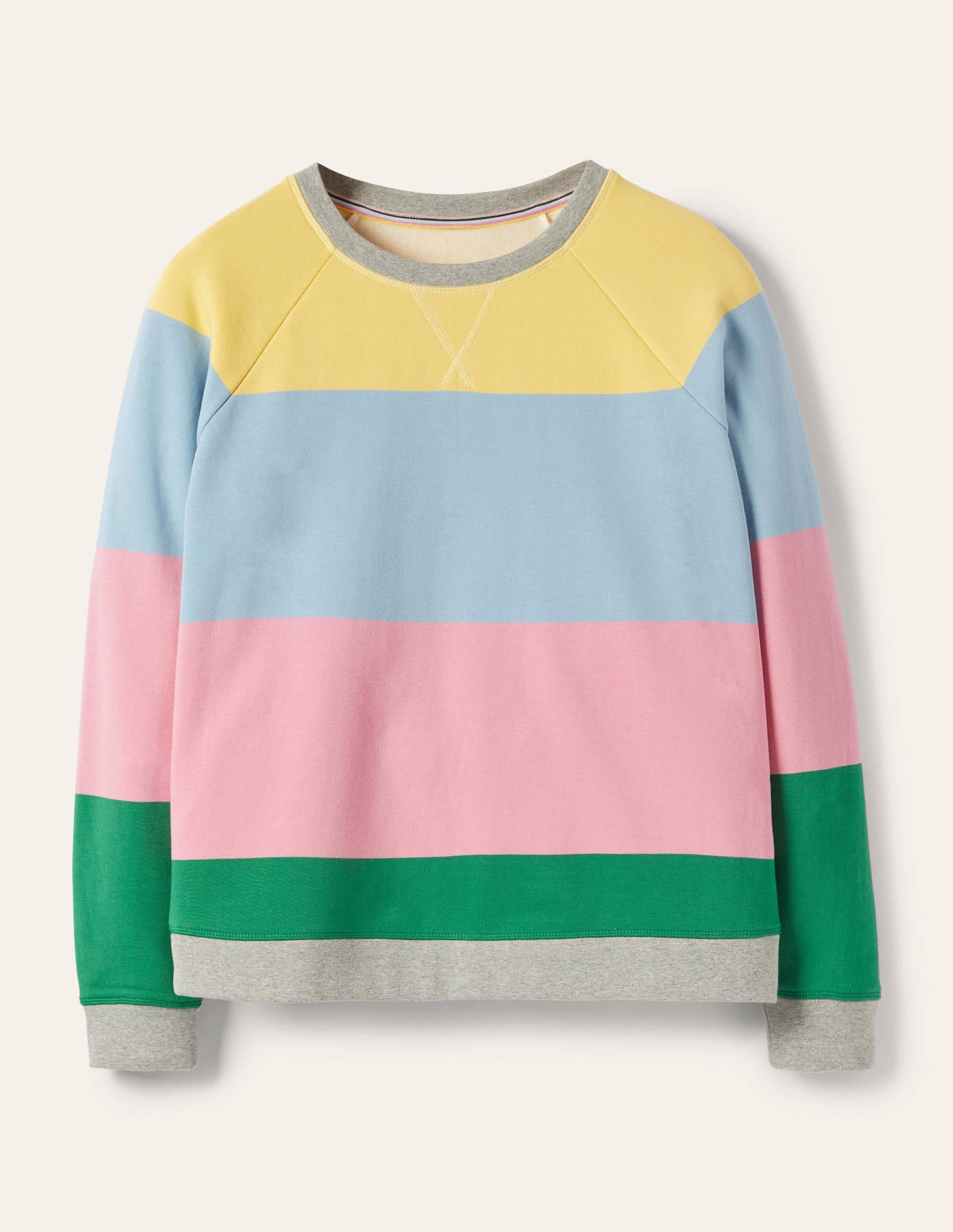 Printed Cotton Sweatshirt-Pale Lemon, Formica Pink - Image 5