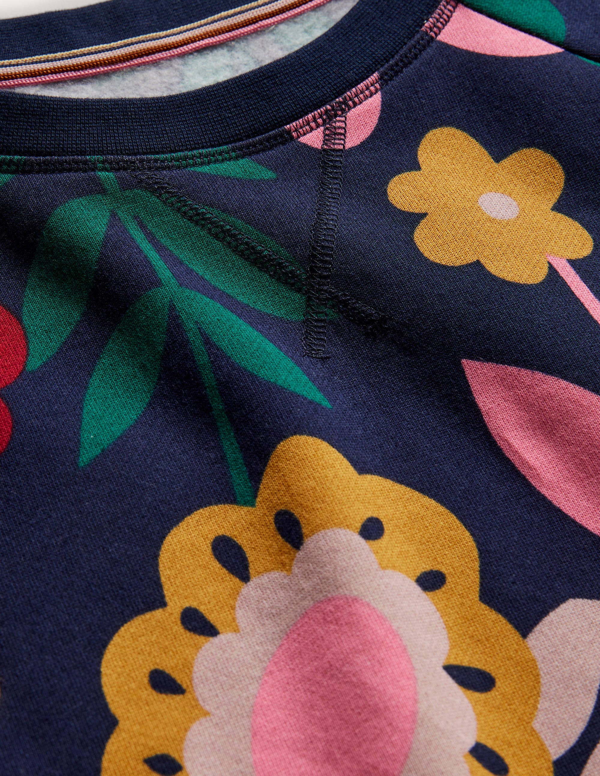 Sweat en coton imprimé-Motif Flora Bloom bleu marine - Image 6