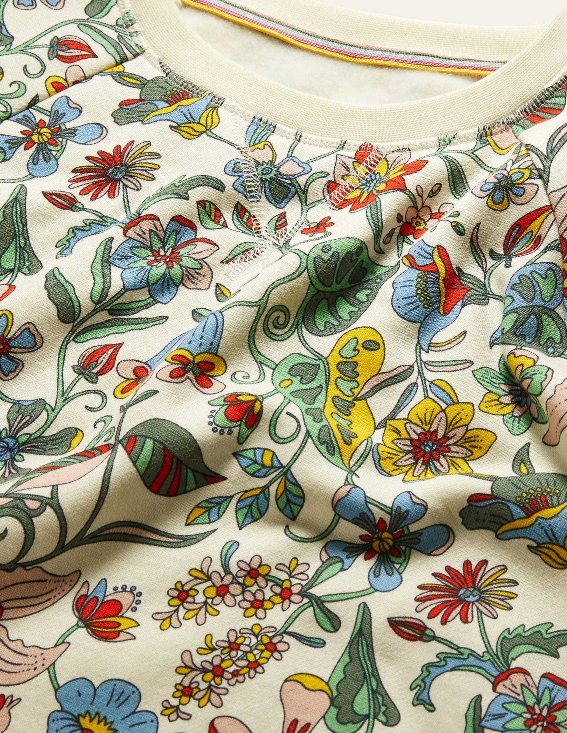 Gemustertes Sweatshirt aus Baumwolle-Naturweiß, Tropisches Blumenmuster-5