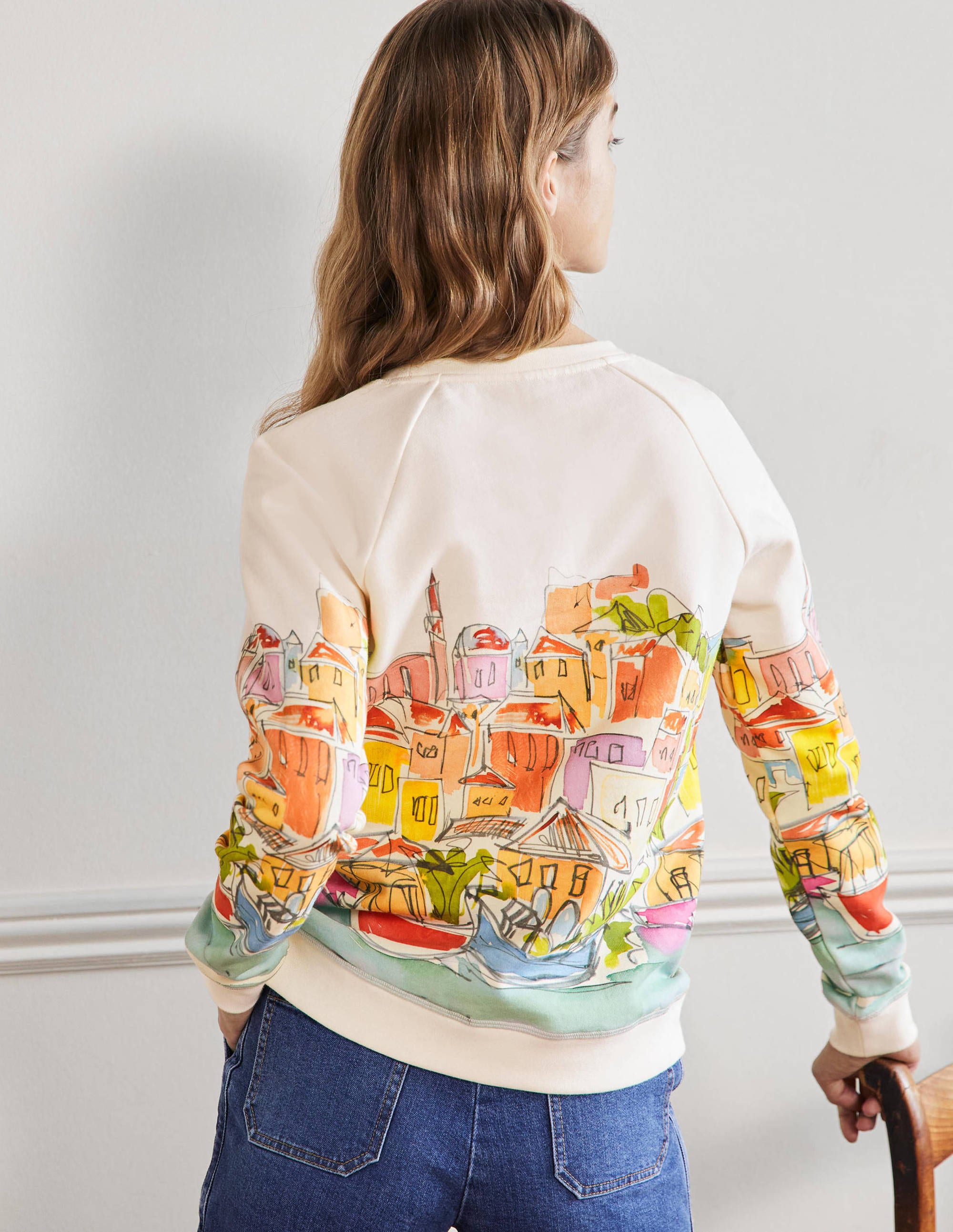 Sweat en coton imprimé-Surf, village arc-en-ciel - Image 3