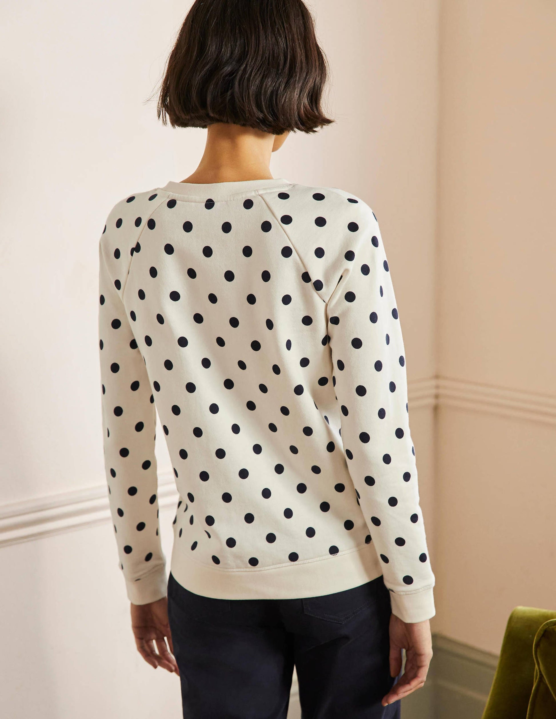 Gemustertes Sweatshirt aus Baumwolle-Naturweiß, Getupft-3