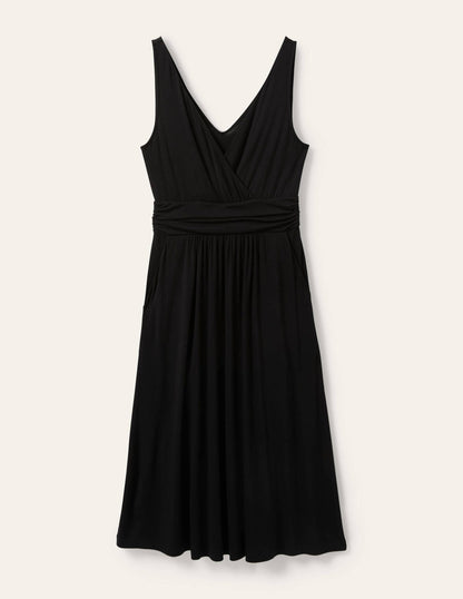 Effie Jerseykleid mit V-Ausschnitt-Schwarz-6