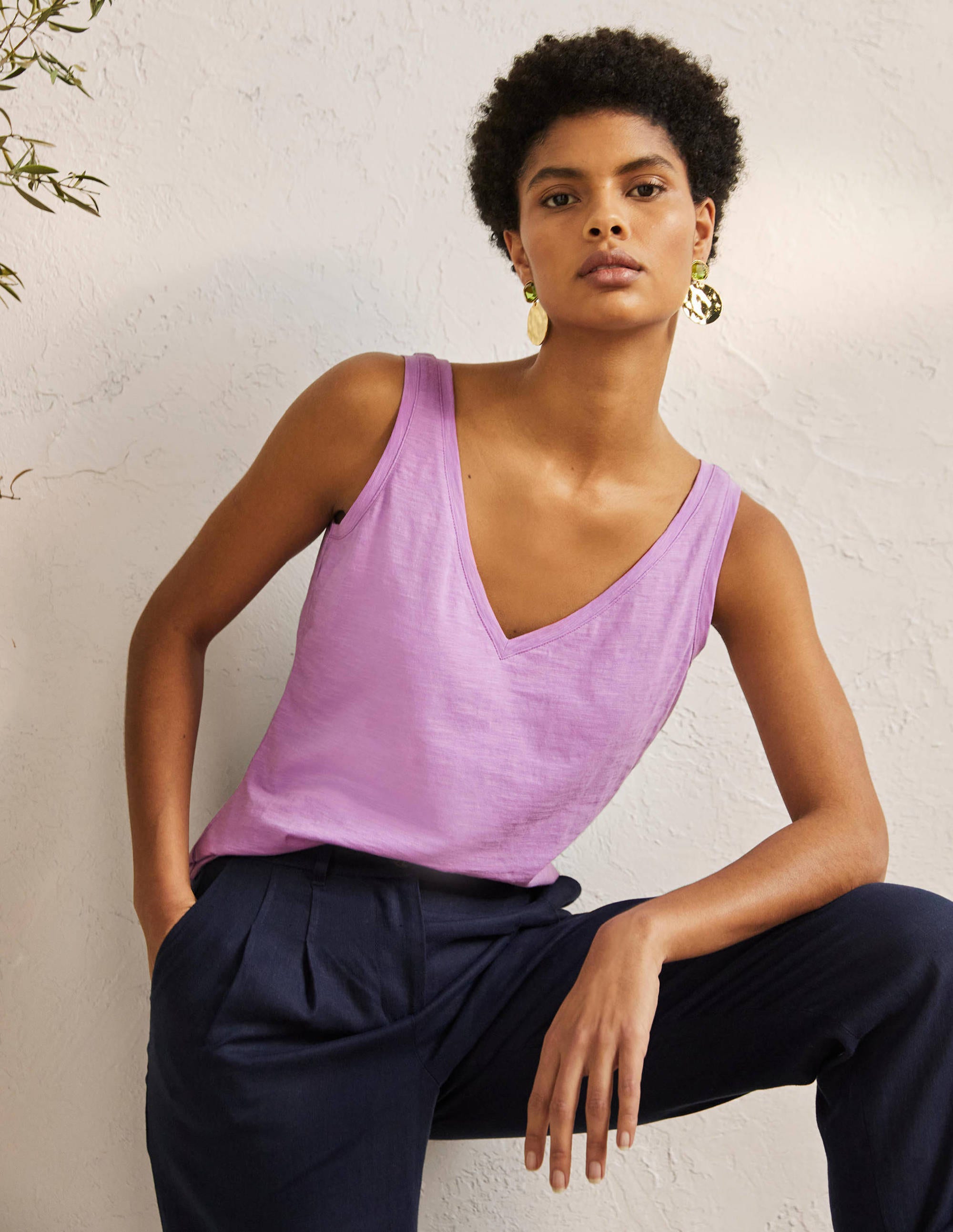 Le débardeur en coton-Violette africaine - Image 1