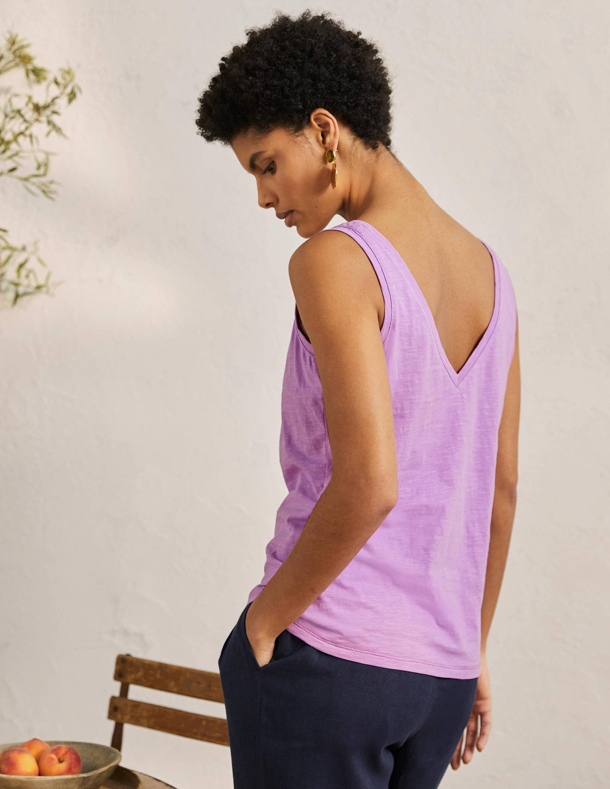 Le débardeur en coton-Violette africaine-3
