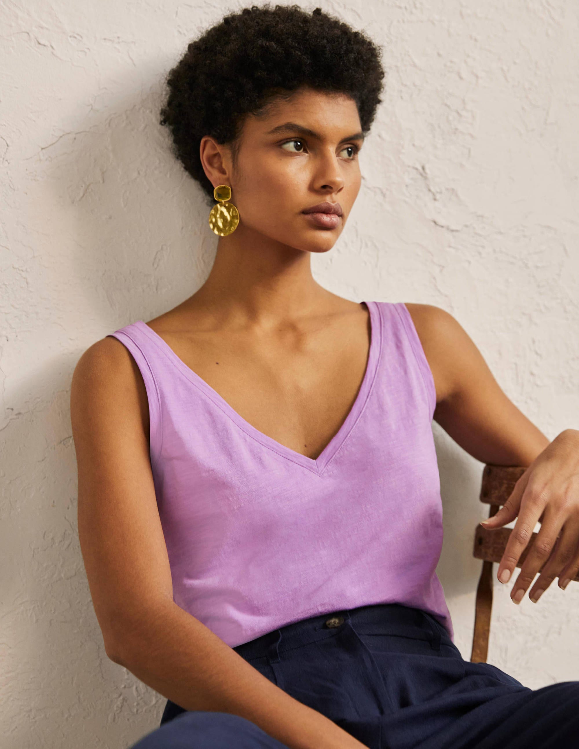 Le débardeur en coton-Violette africaine - Image 4