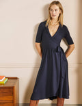 Lavinia Jersey Wrap Dress-Navy