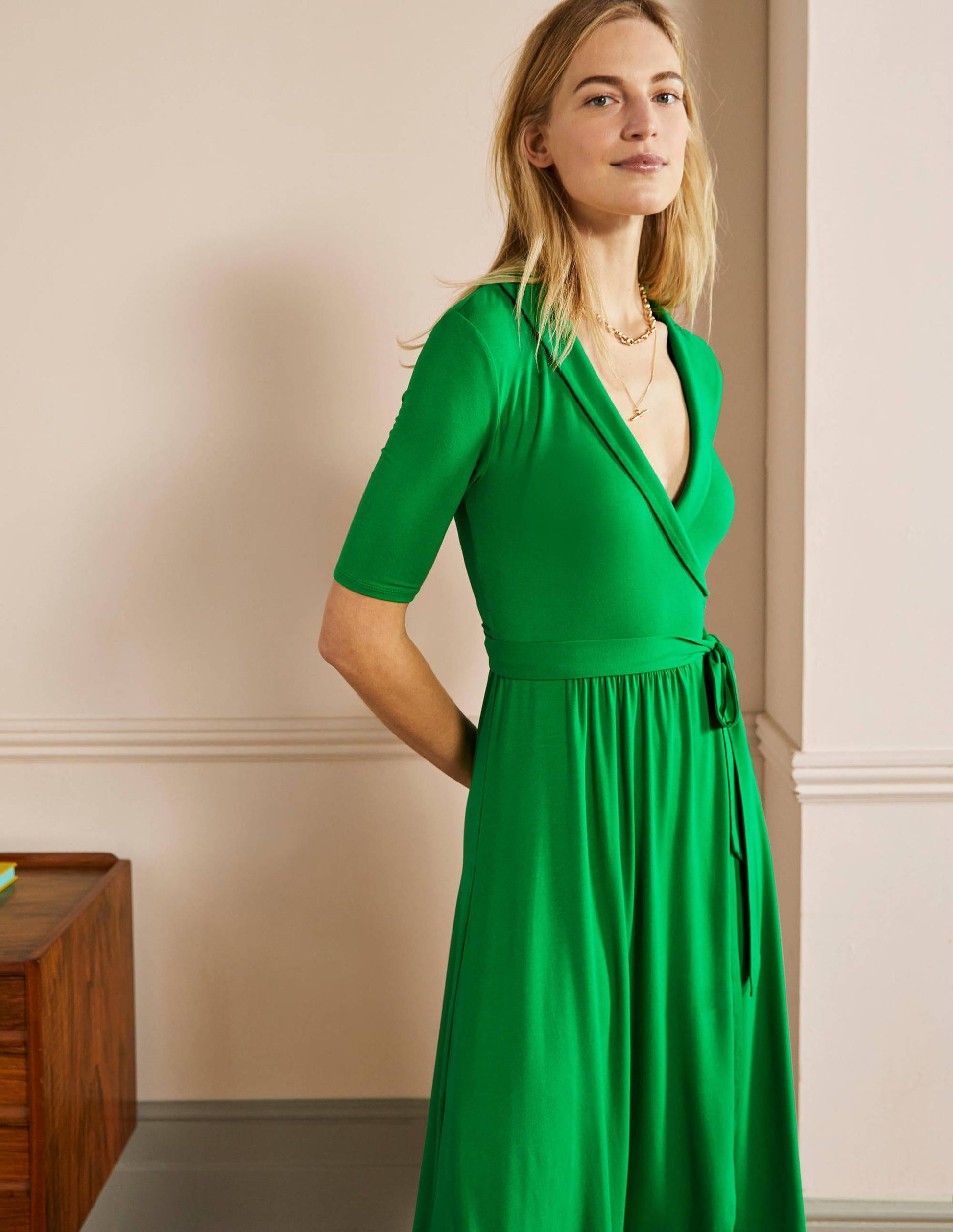 Lavinia Wickelkleid aus Jersey-Sattes Smaragdgrün-5