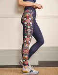 Leggings mit hohem Bund-Navy, Üppiger Garten
