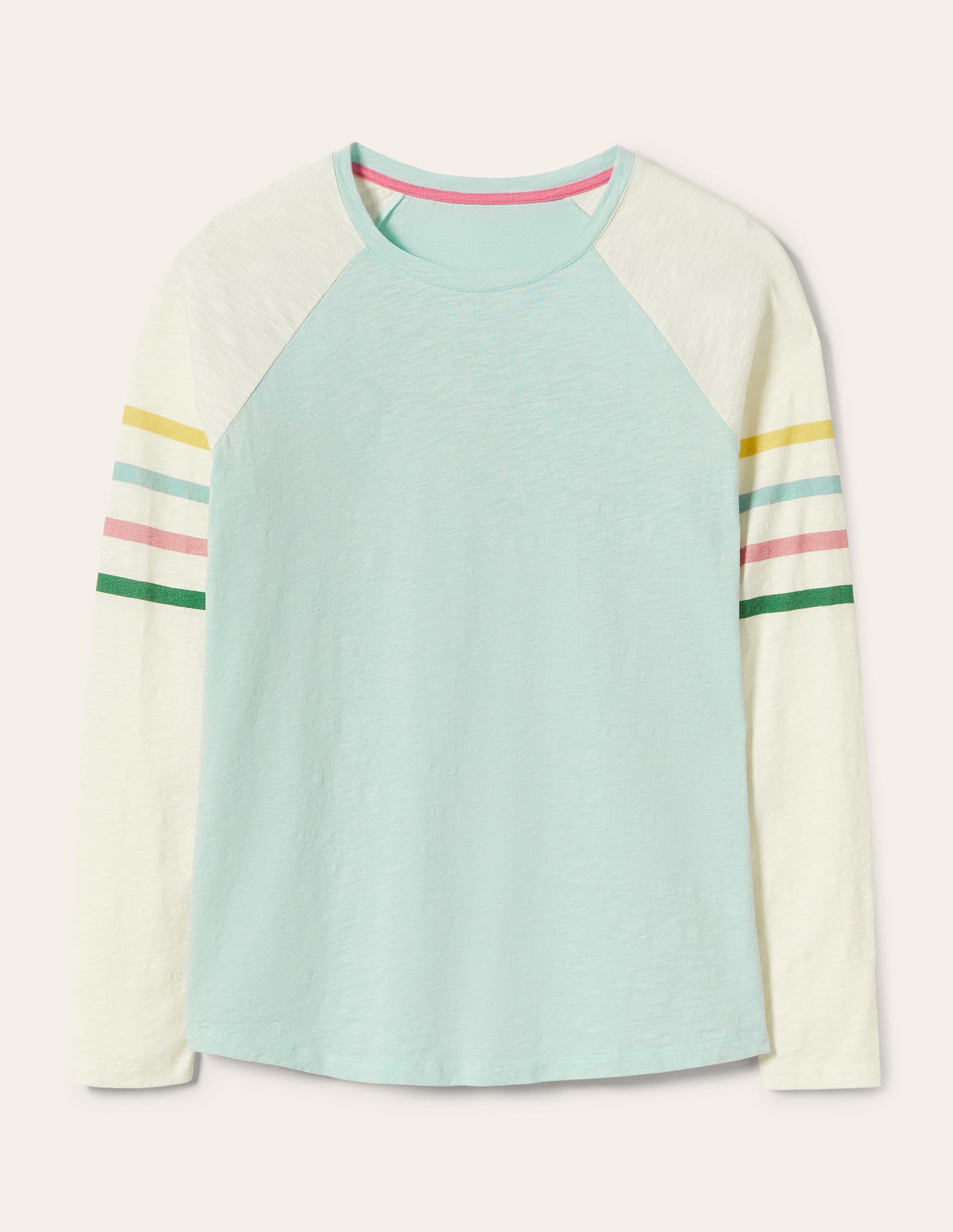 T-shirt de baseball Lorna en jersey-Bleu, rayé multi sur les bras - Image 5