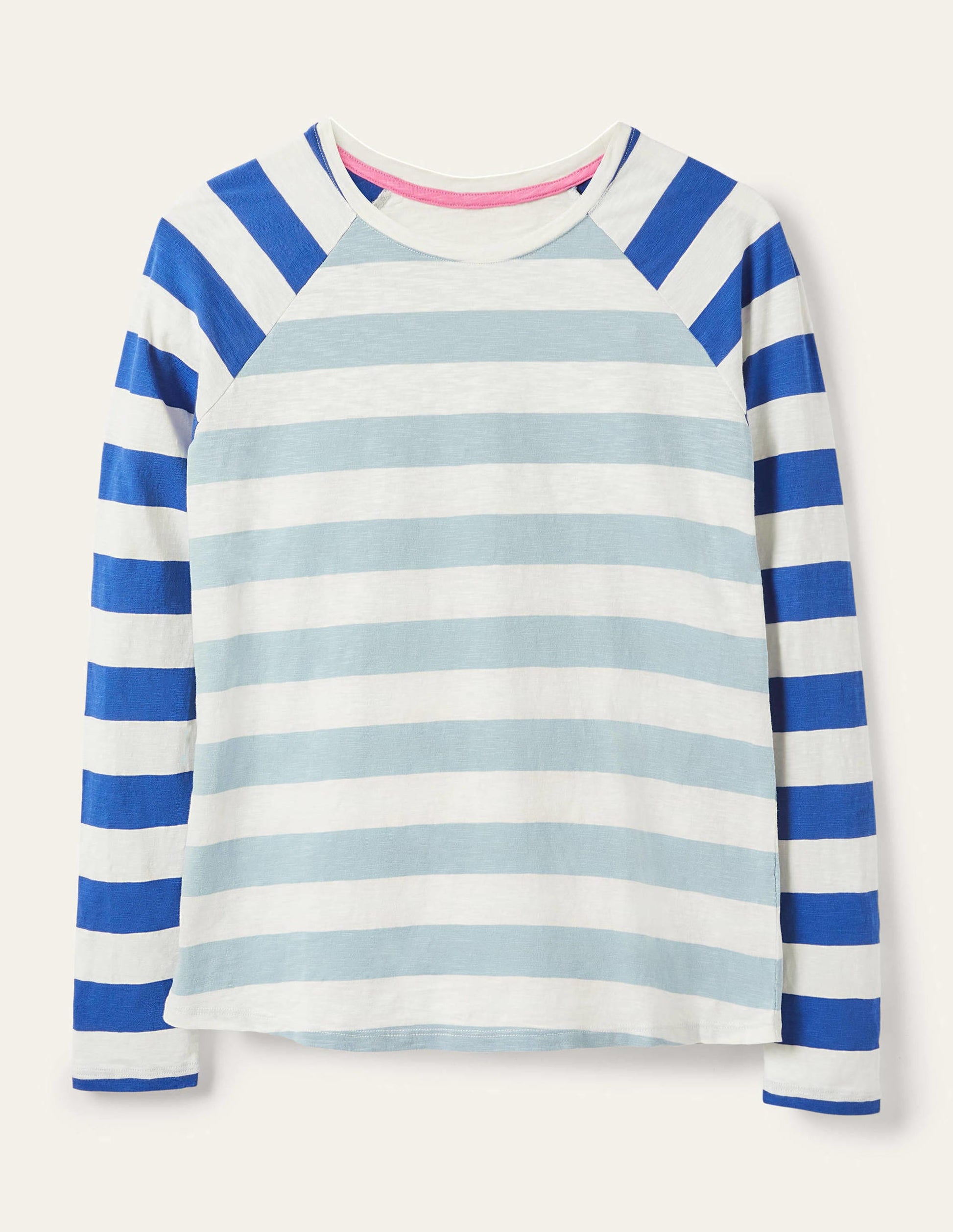 T-shirt de baseball Lorna en jersey-Bleu, rayé multi sur les bras-6
