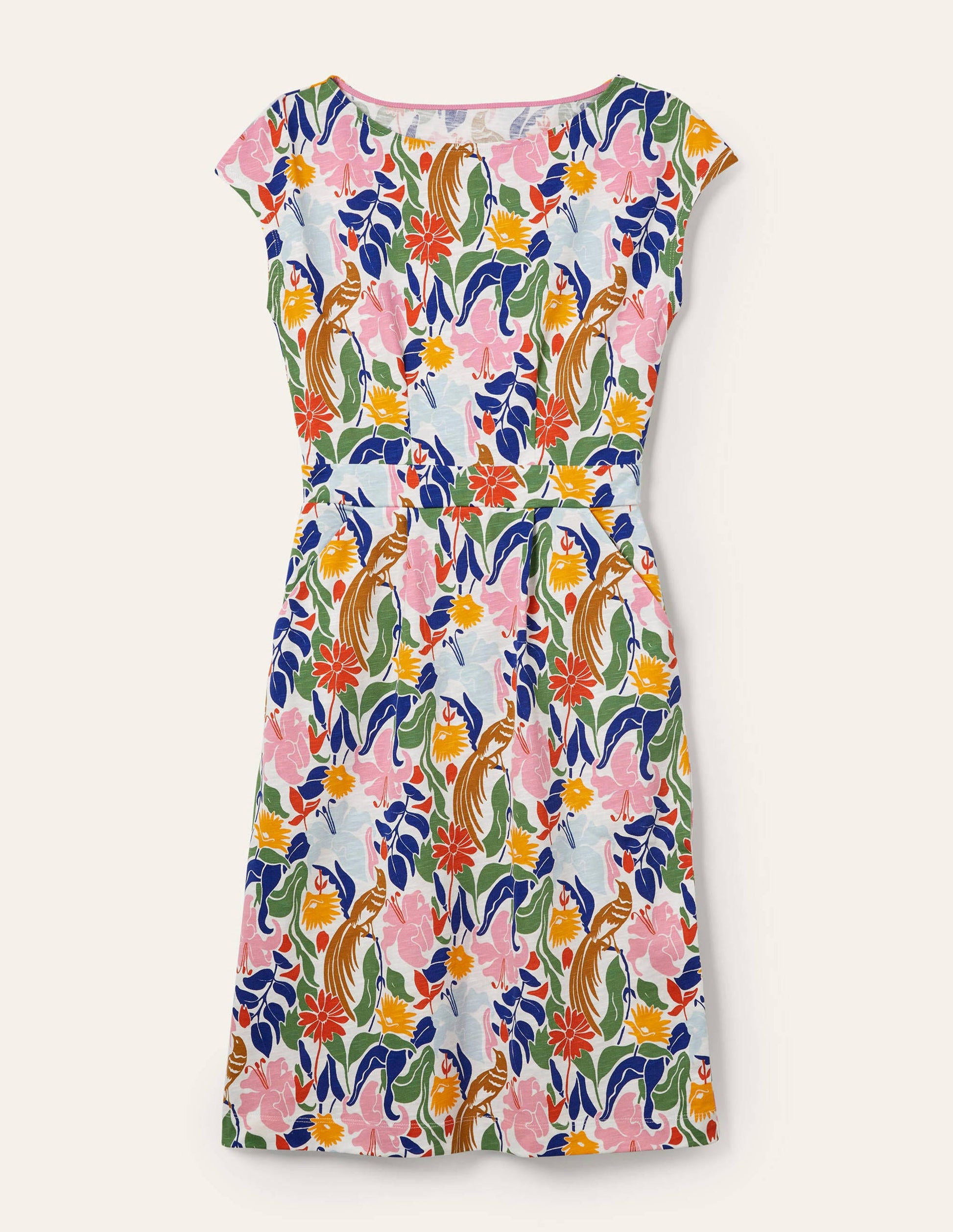 Florrie Jerseykleid-Naturweiß, Orientalischer Vogel-5