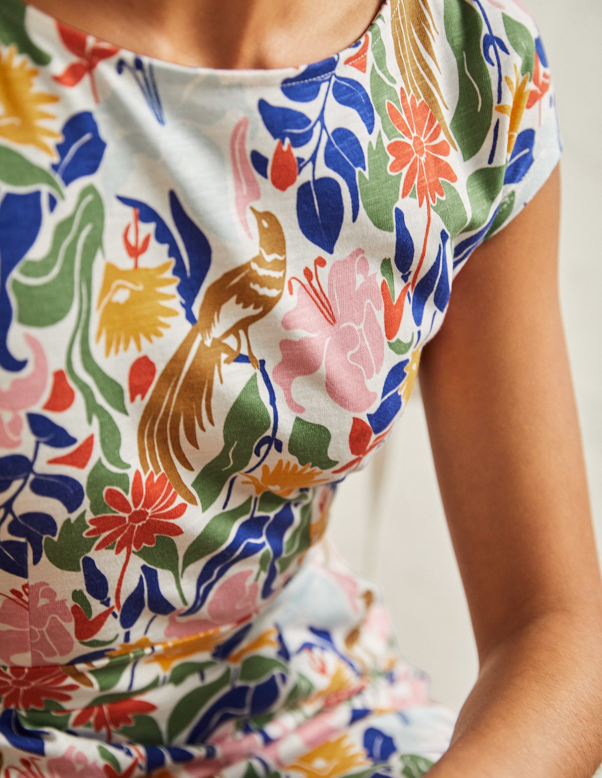 Florrie Jerseykleid-Naturweiß, Orientalischer Vogel-2