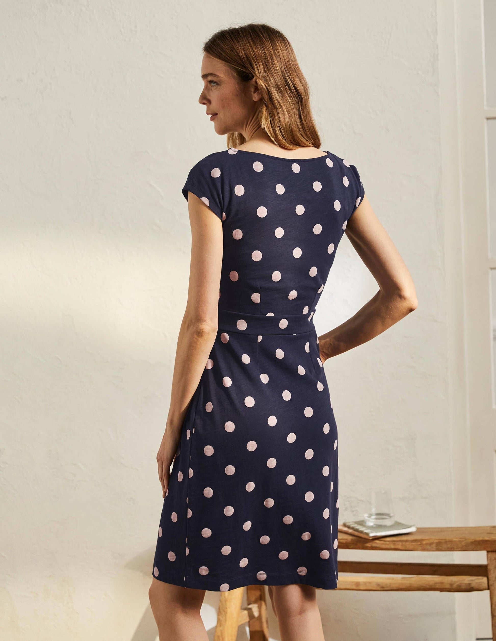 Florrie Jerseykleid-Navy, Getupft-3